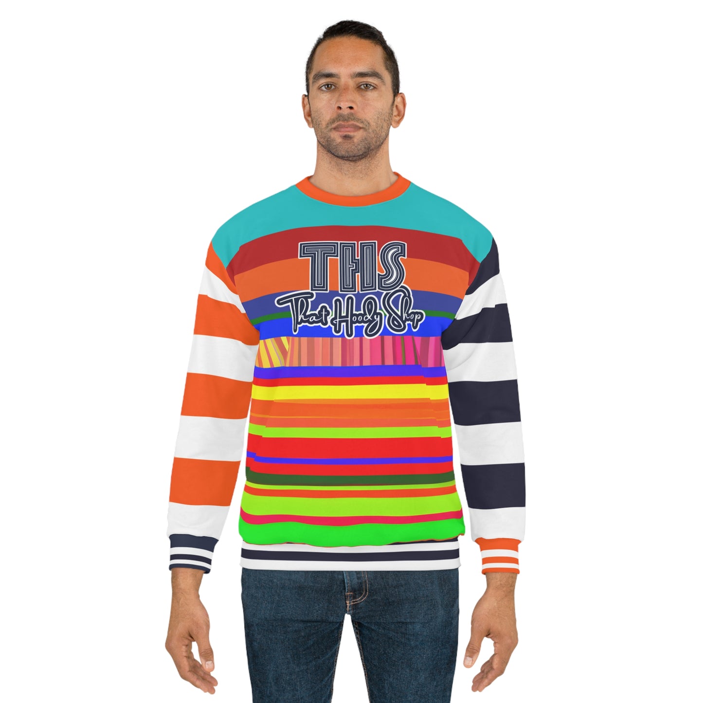 Crazy Dayglo Static Rugby Stripe THS Logo Unisex Sweatshirt