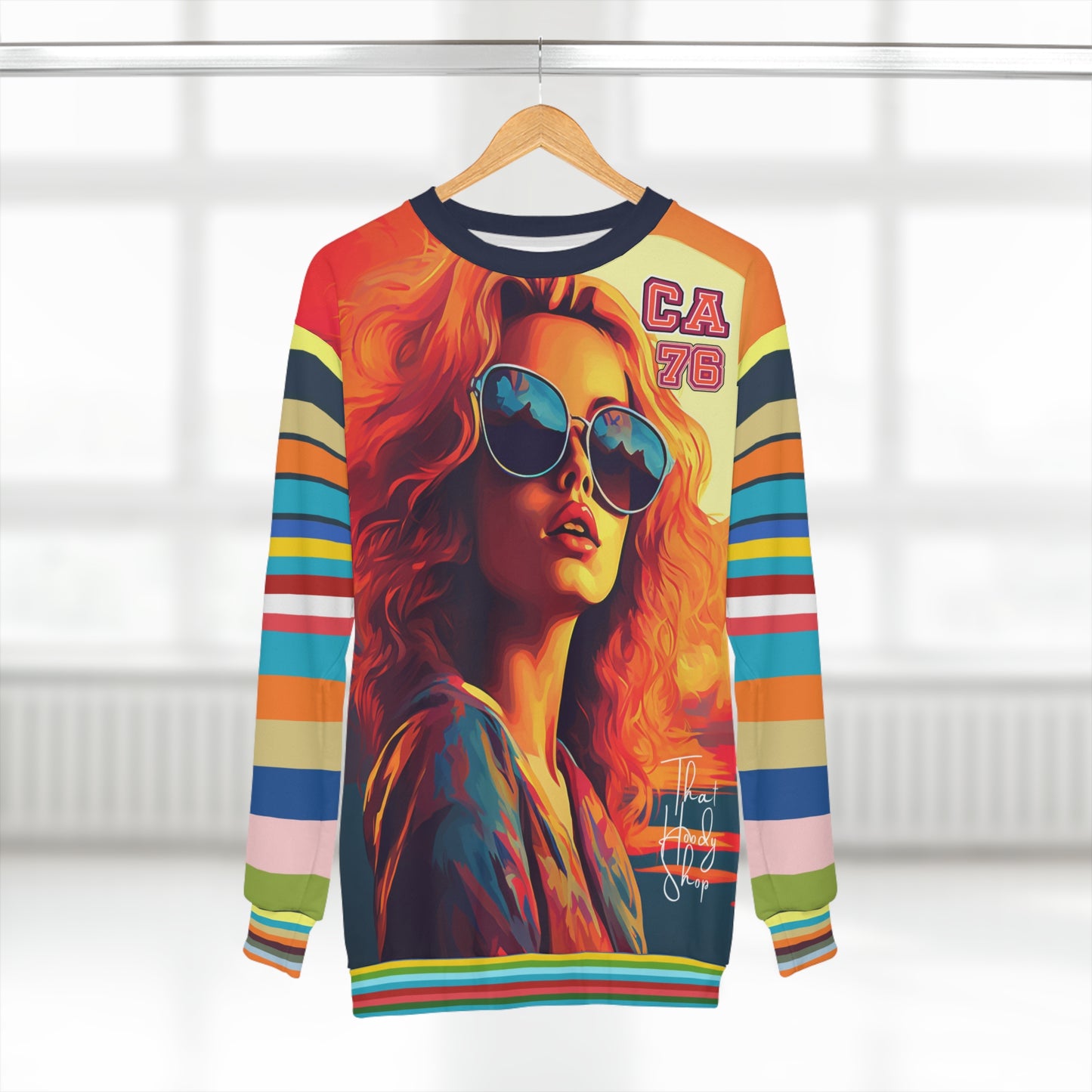 California '76 Beach Girl Rugby Stripe Unisex Sweatshirt