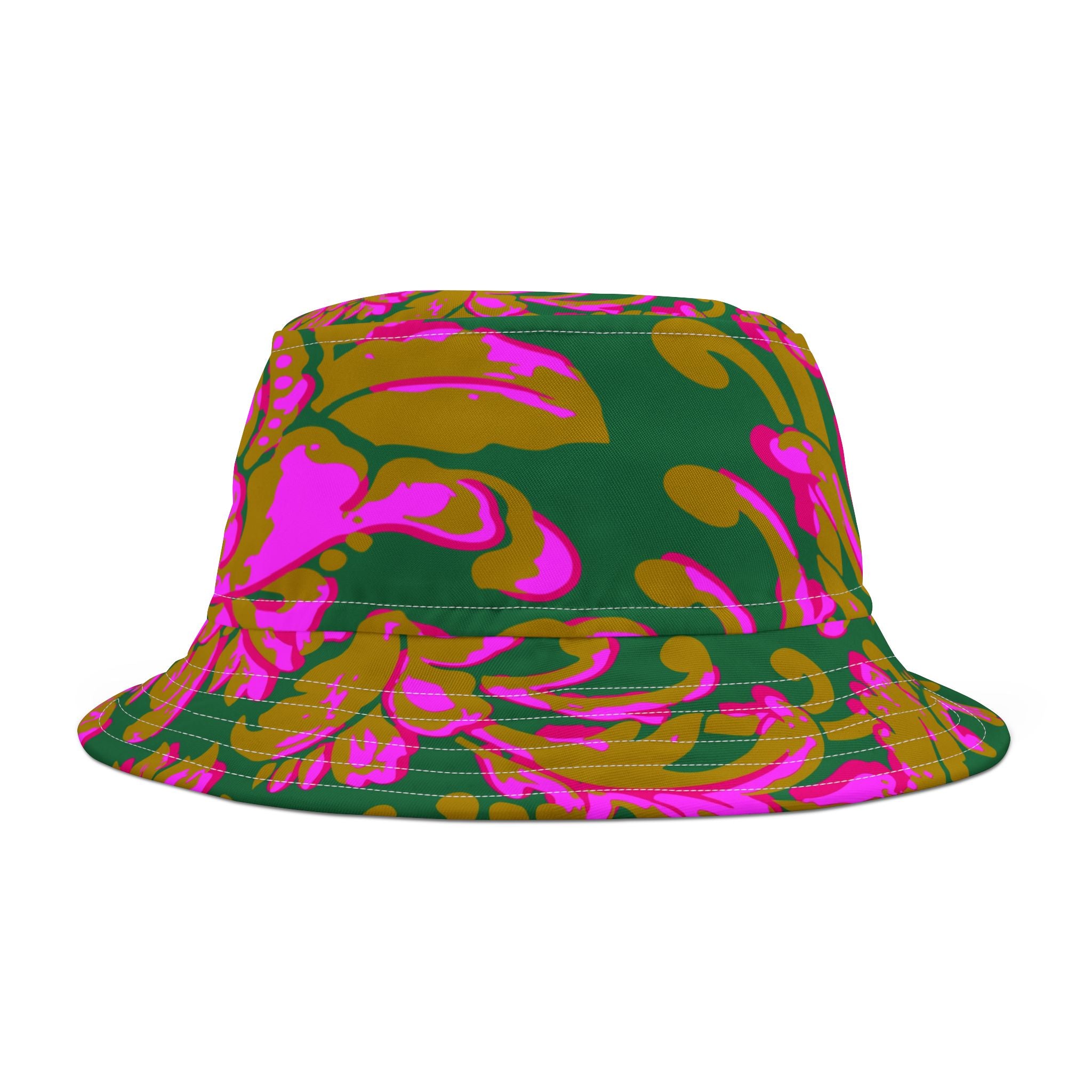 Fleur de Lis in Pink and Green Vibrant Bucket Hat