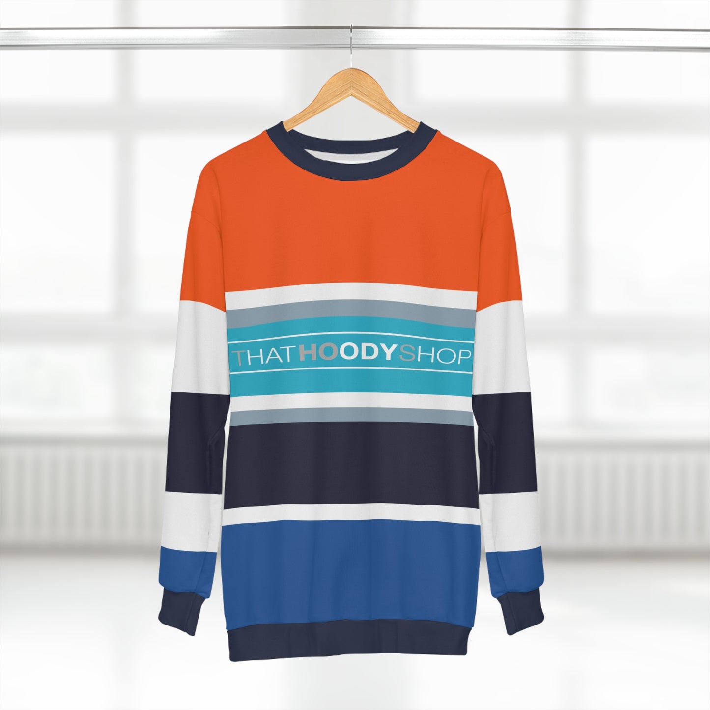 Orange Bethesda Rugby Stripe Unisex Sweatshirt