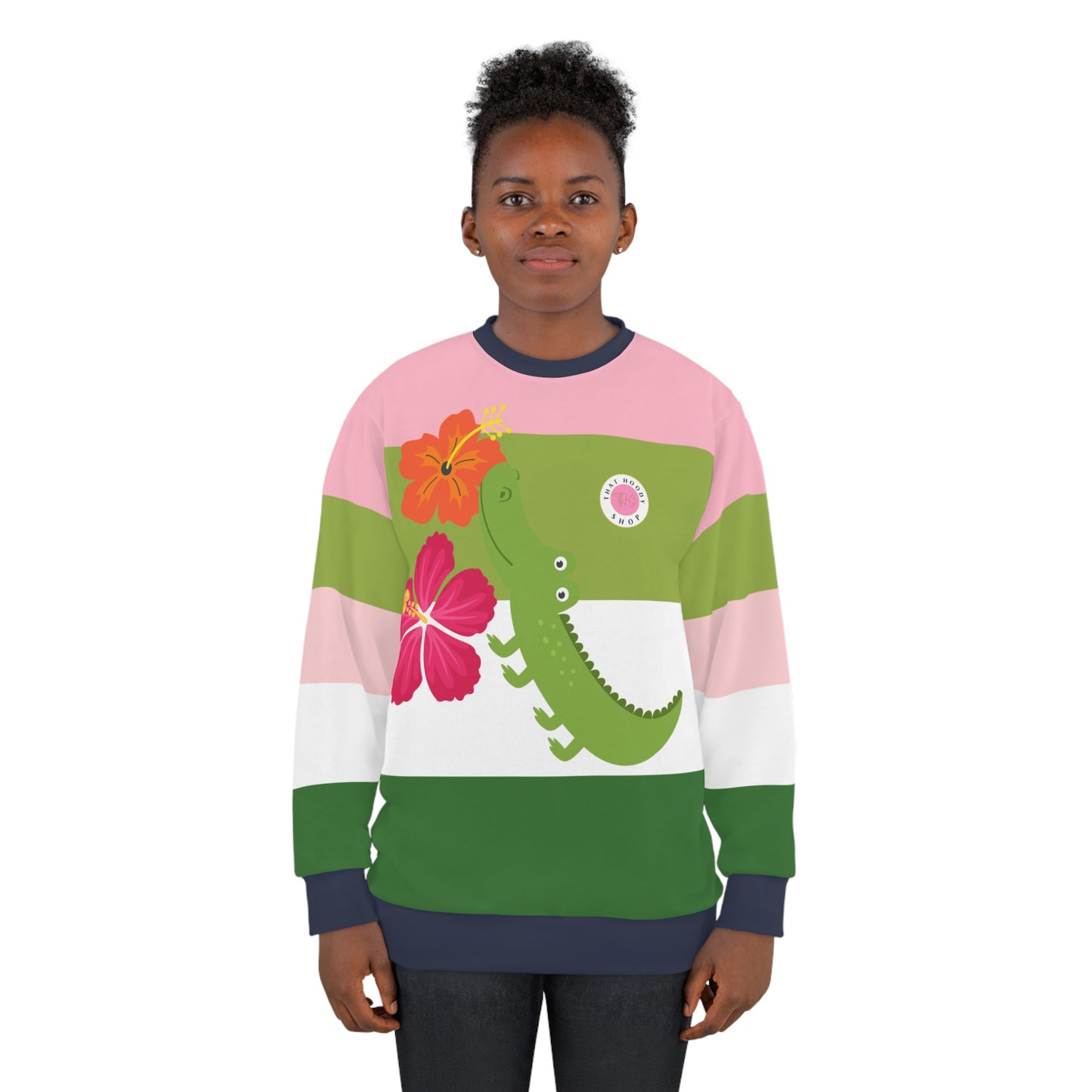 Smell The Flowers Gator Rugby Stripe Unisex Sweatshirt