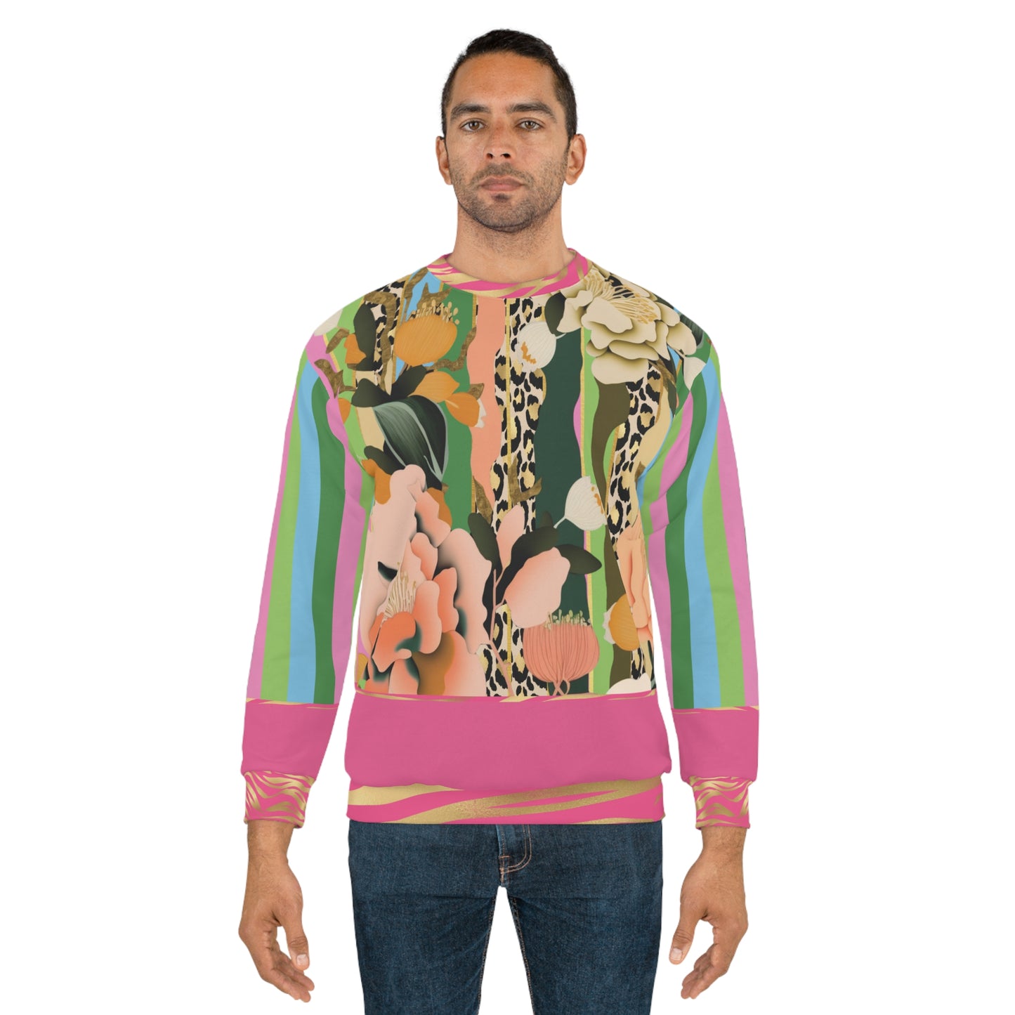 Pink Pouffe Stripe Cheetah Floral Unisex Sweatshirt