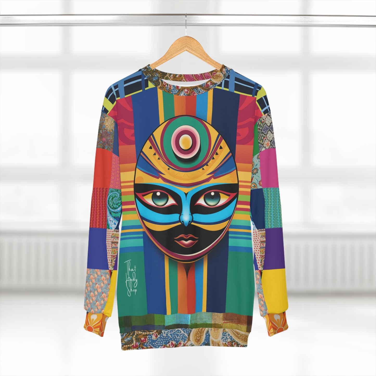Masked Intentions Patchwork Print Unisex Sweatshirt