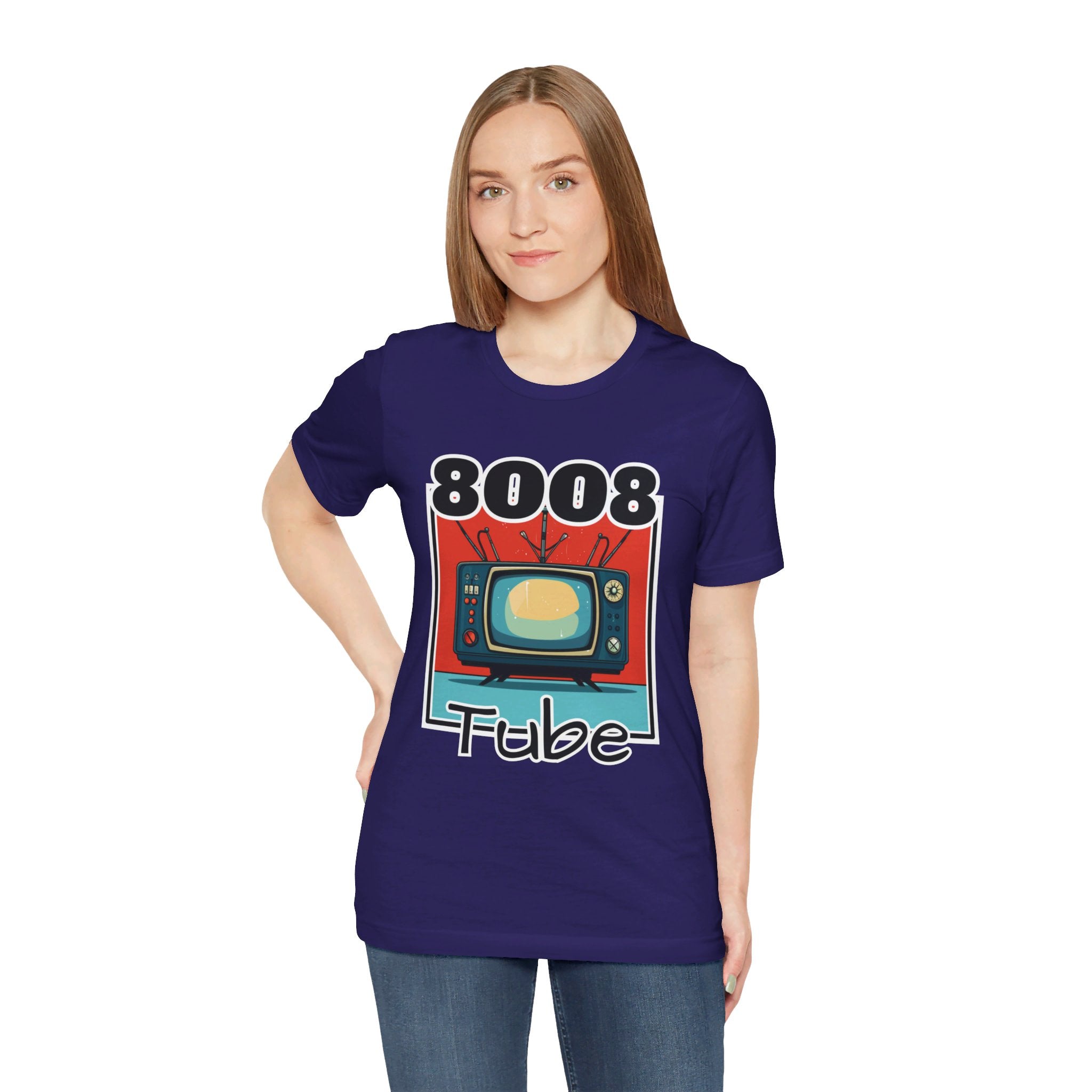 8008 Tube Vintage TV Print Unisex Short Sleeve Tee