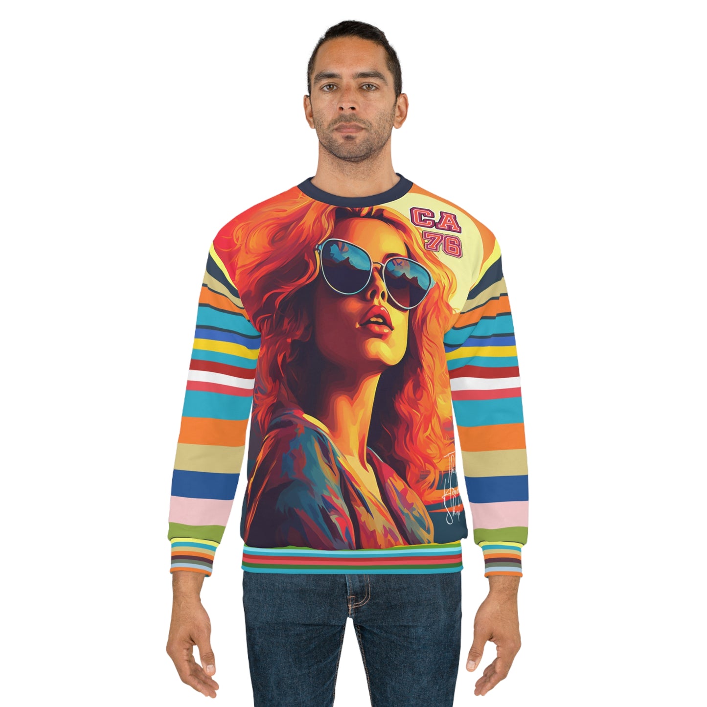 California '76 Beach Girl Rugby Stripe Unisex Sweatshirt