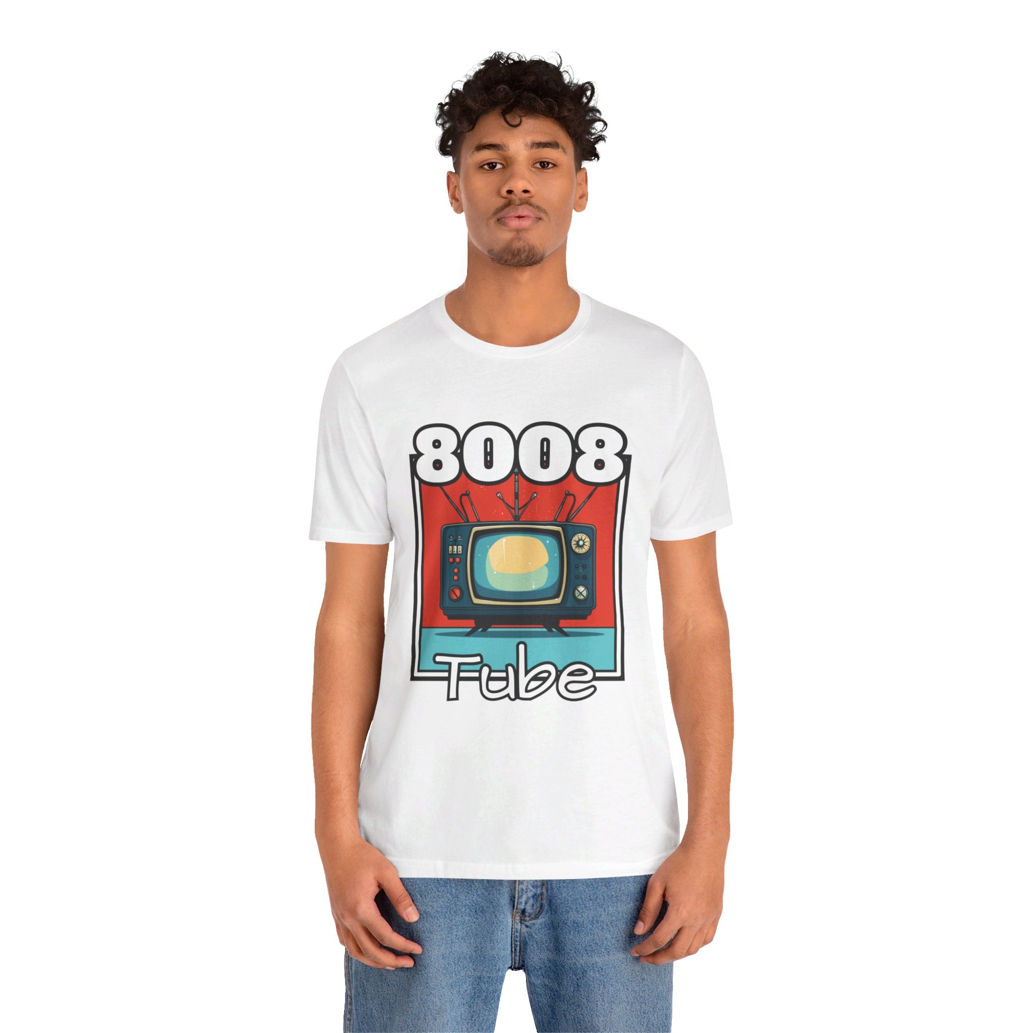 8008 Tube Vintage TV Print Unisex Short Sleeve Tee