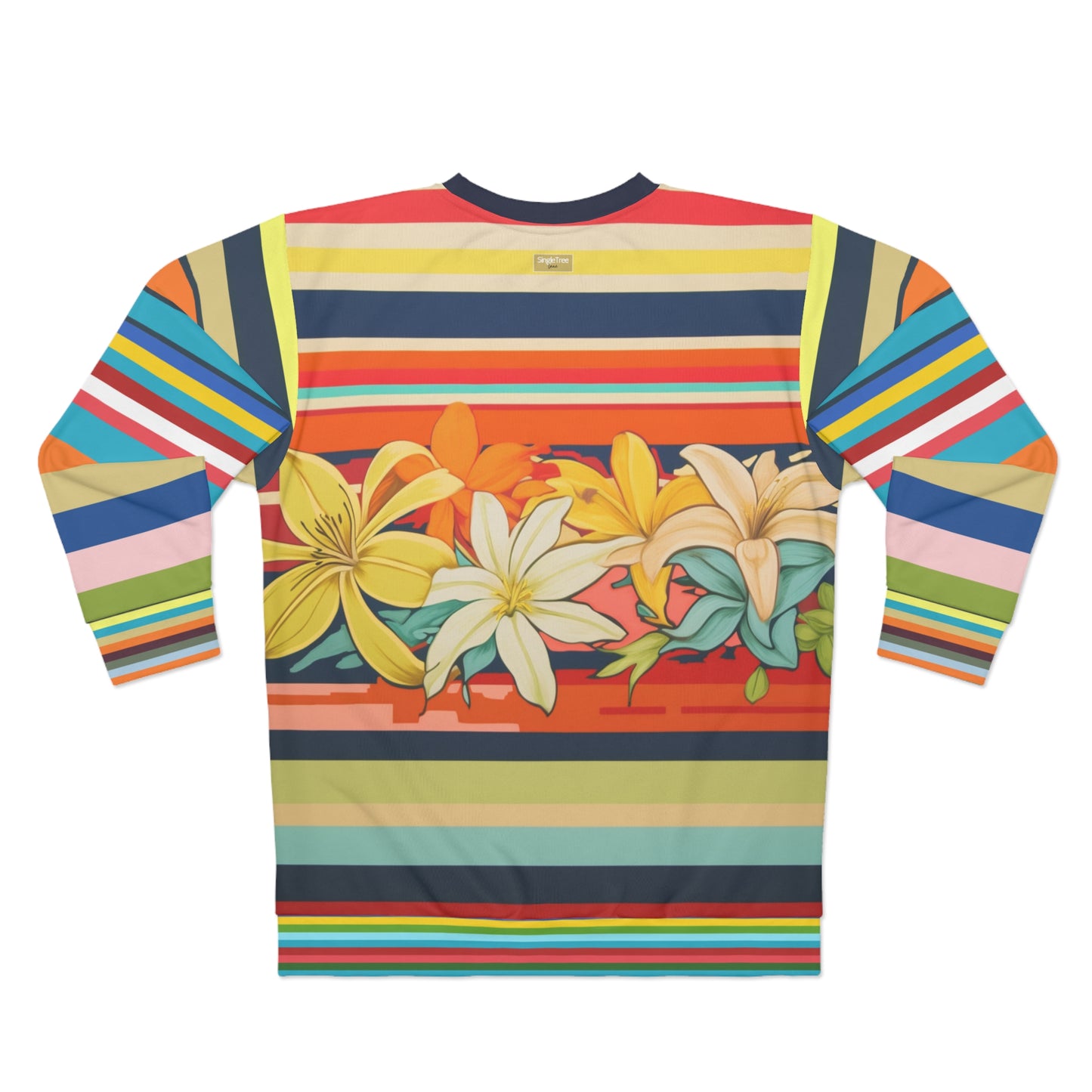 Retro Hawaiian Plumeria Rugby Stripe Unisex Sweatshirt