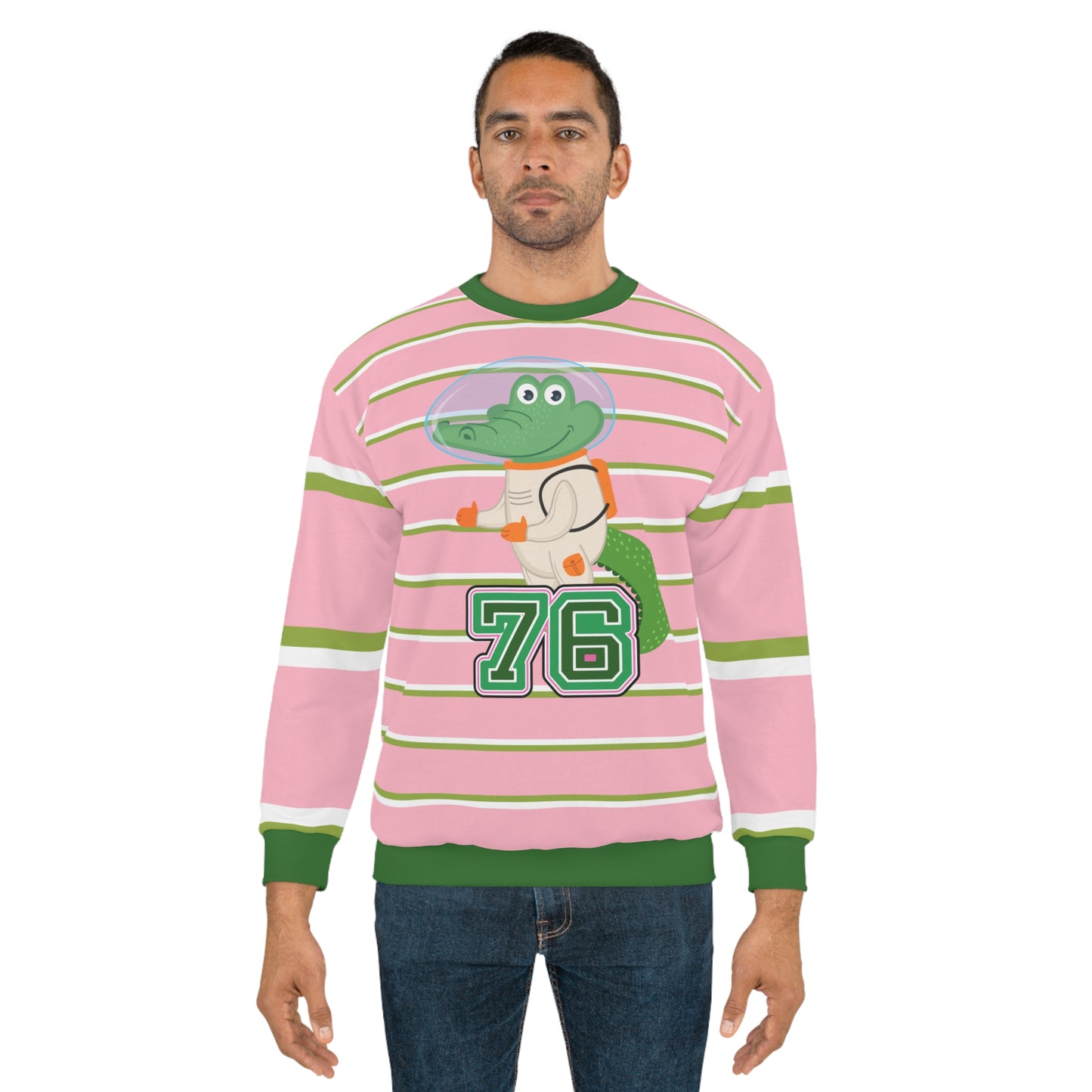 76 Gator Pink Rugby Stripe Unisex Sweatshirt