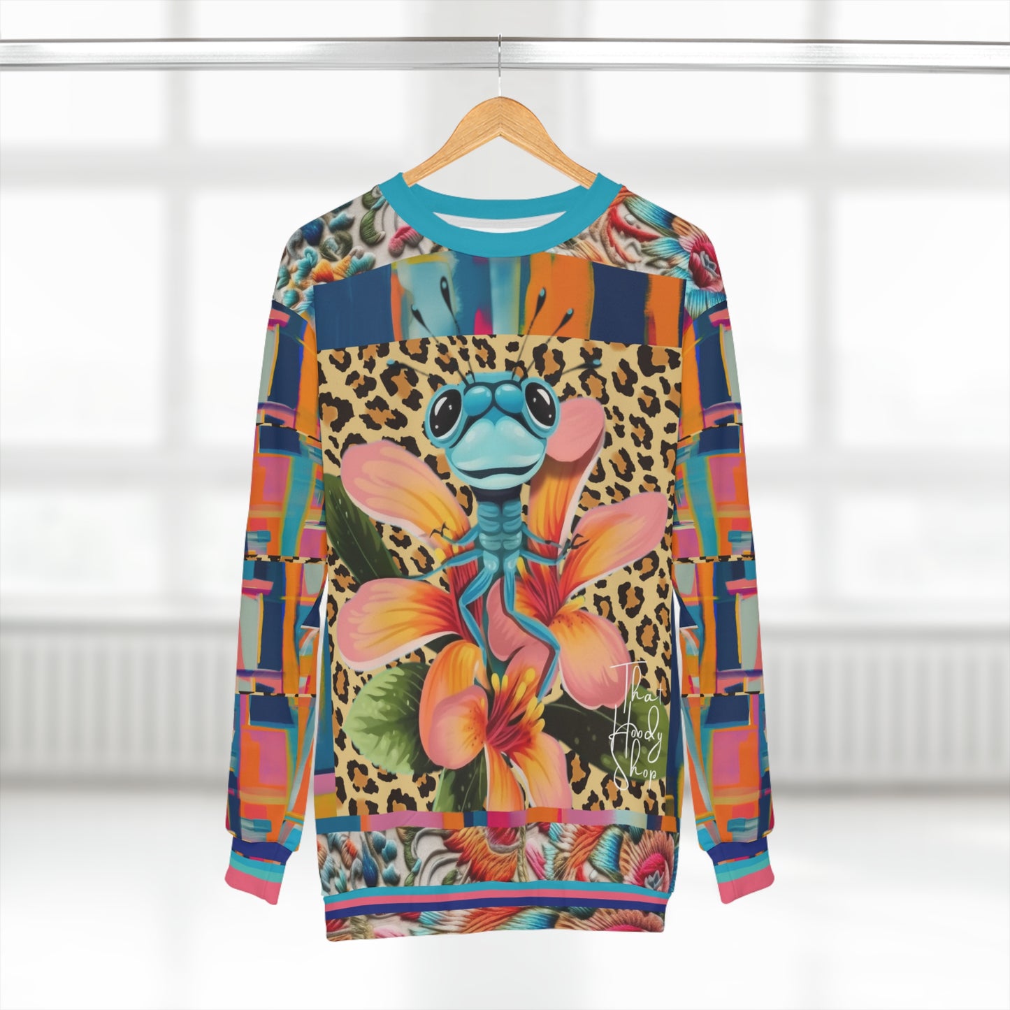 Devi Dragonfly Leopard Floral Patchwork Unisex Sweatshirt
