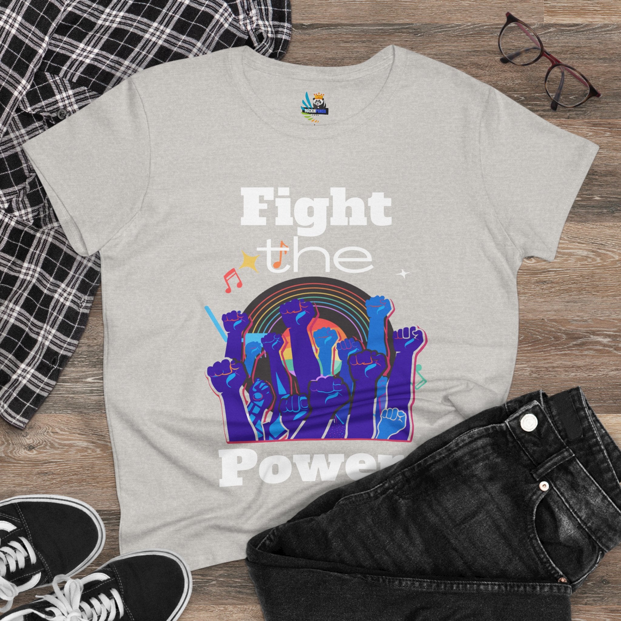 T-Shirt - Fight the Power Hands Raised High Graphic Women&