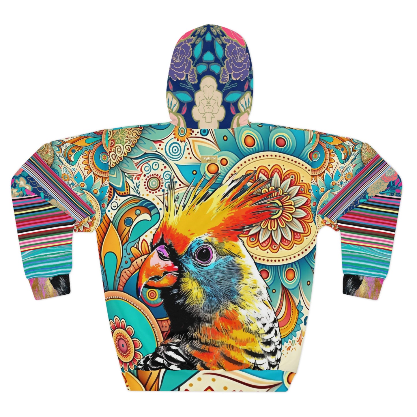 The Catamaran Cockatiel Floral Stripe Unisex Hoodie