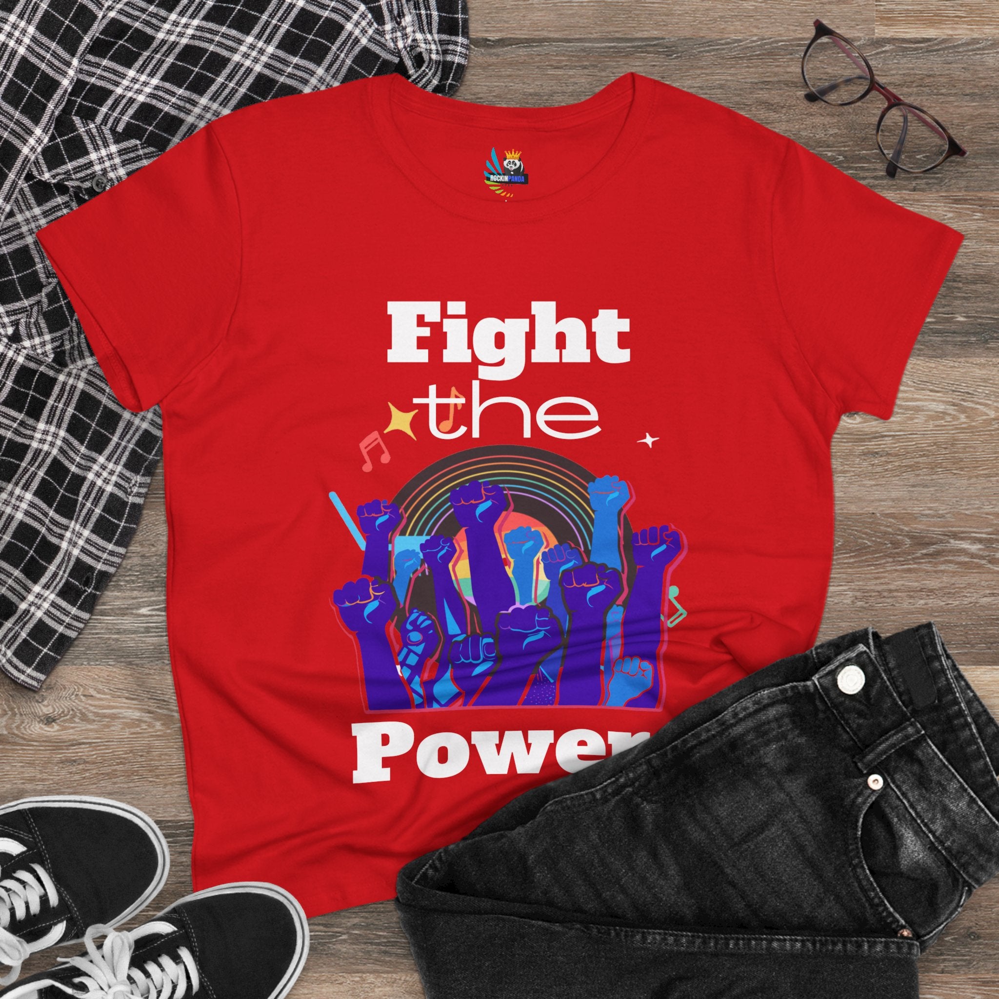 T-Shirt - Fight the Power Hands Raised High Graphic Women&