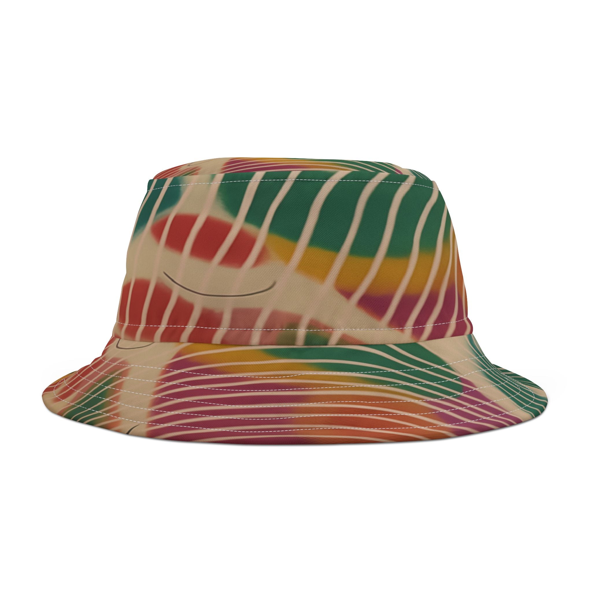 Hippie Groove Abstract Camo Stripe Vibrant Tie-Dye Bucket Hat