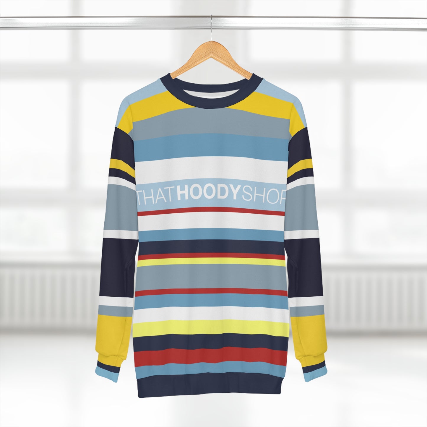 Marine Layer Blue Rugby Stripe Unisex Sweatshirt