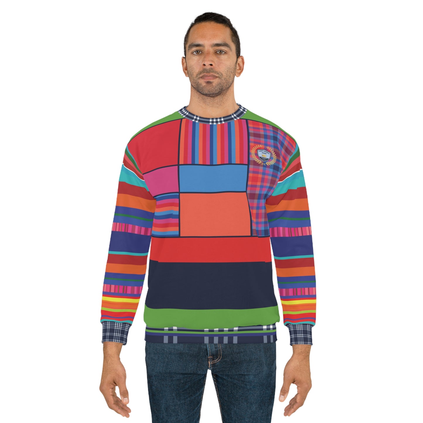Red Dawn Plaid Rugby Stripe Unisex Sweatshirt
