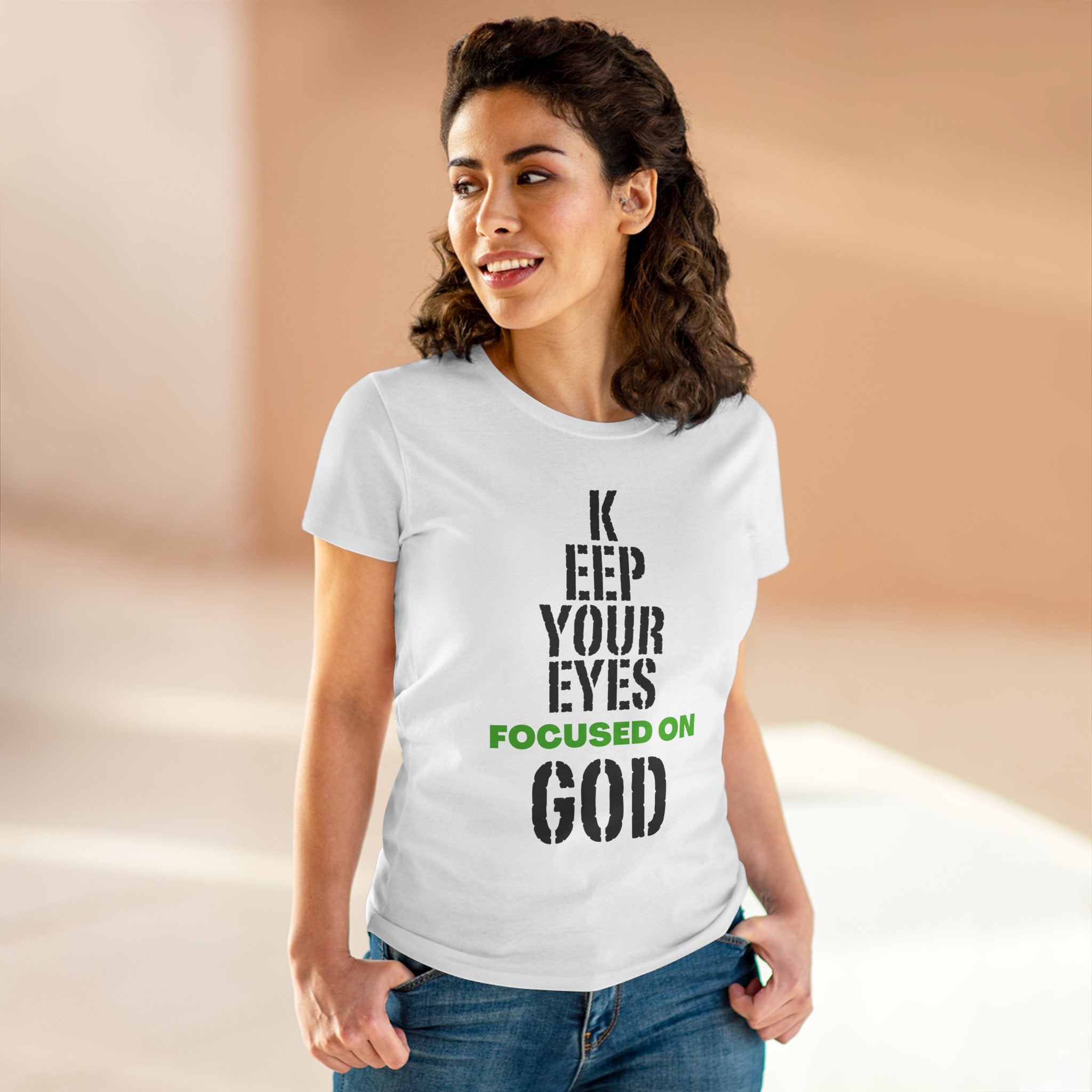 Keep Your Eyes Focused on God Midweight Cotton Tee - Faith Based Tee