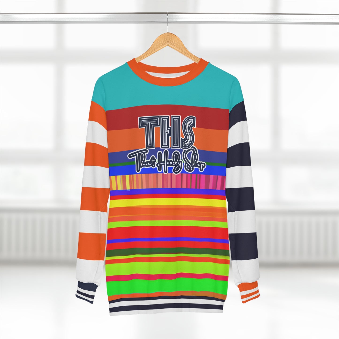 Crazy Dayglo Static Rugby Stripe THS Logo Unisex Sweatshirt