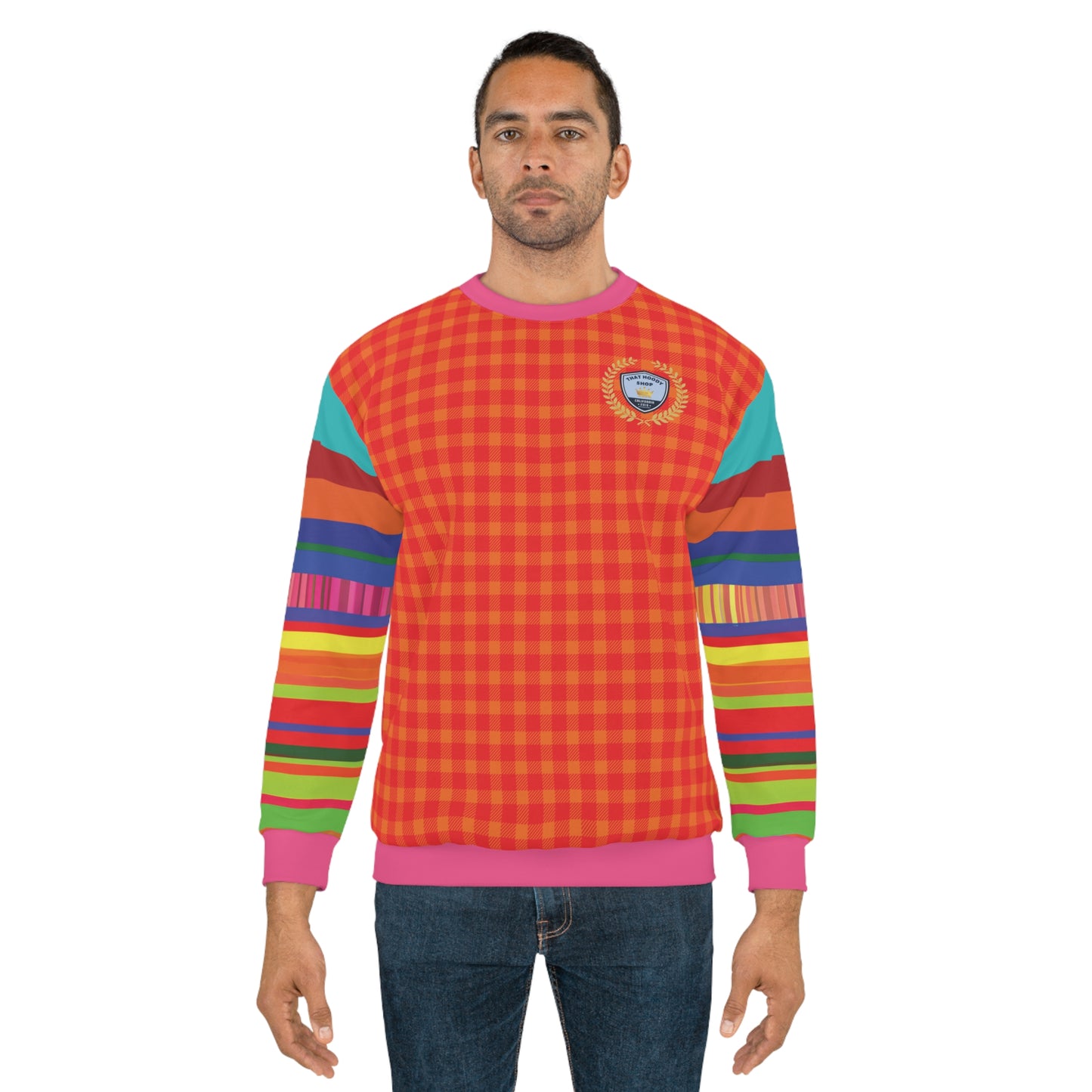 Give Me Orange Bright Gingham Plaid Unisex Sweatshirt
