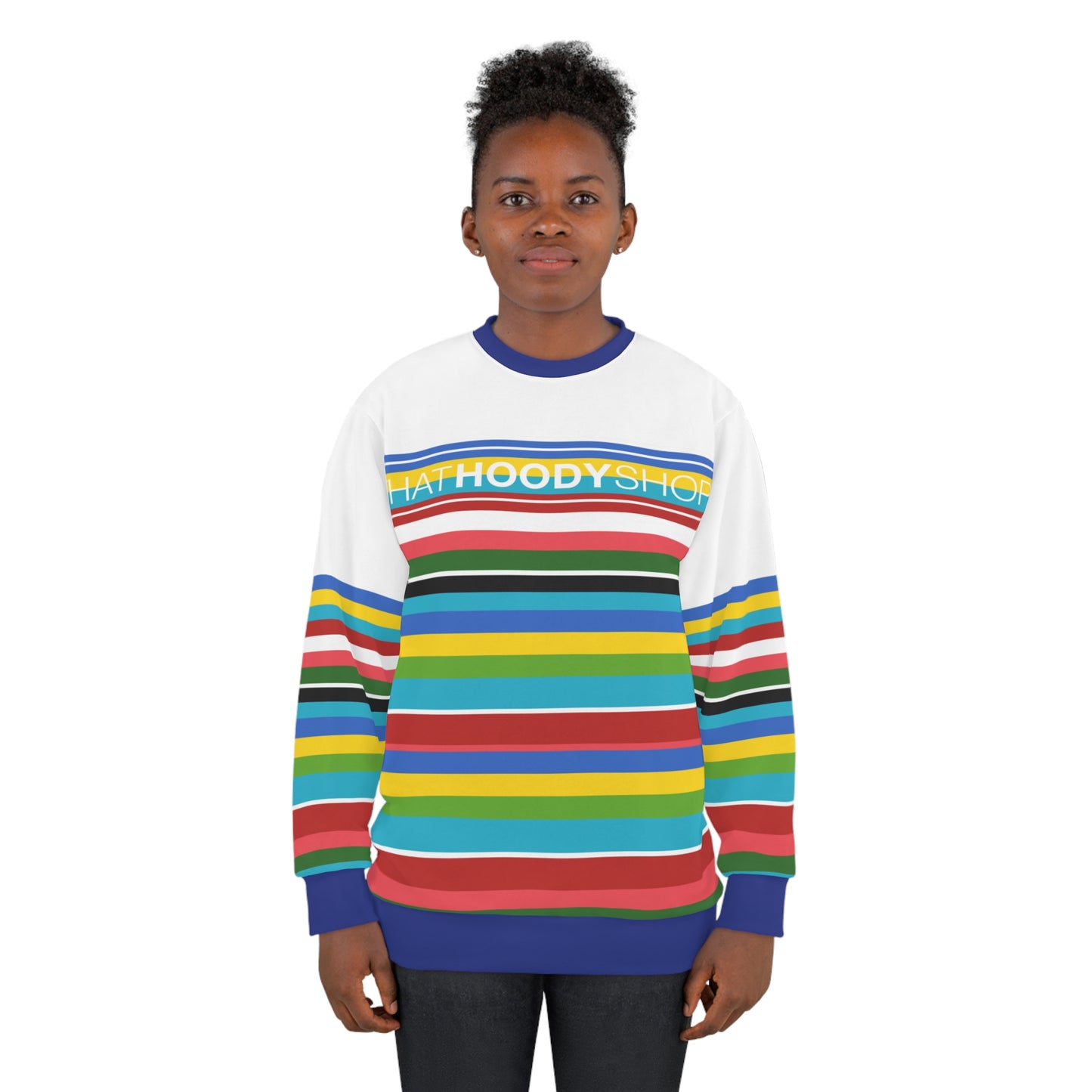 Seaside Rainbow Rugby Stripe Unisex Sweatshirt