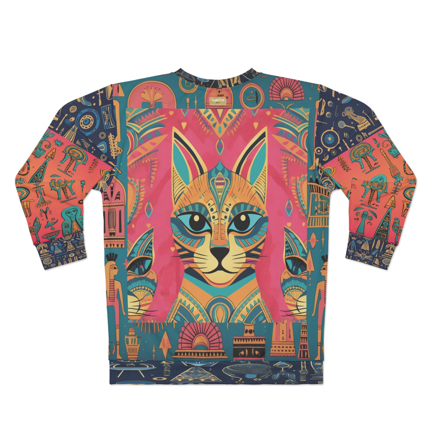 Powder Puff Pink Bastet Cat Egyptian Print Unisex Sweatshirt