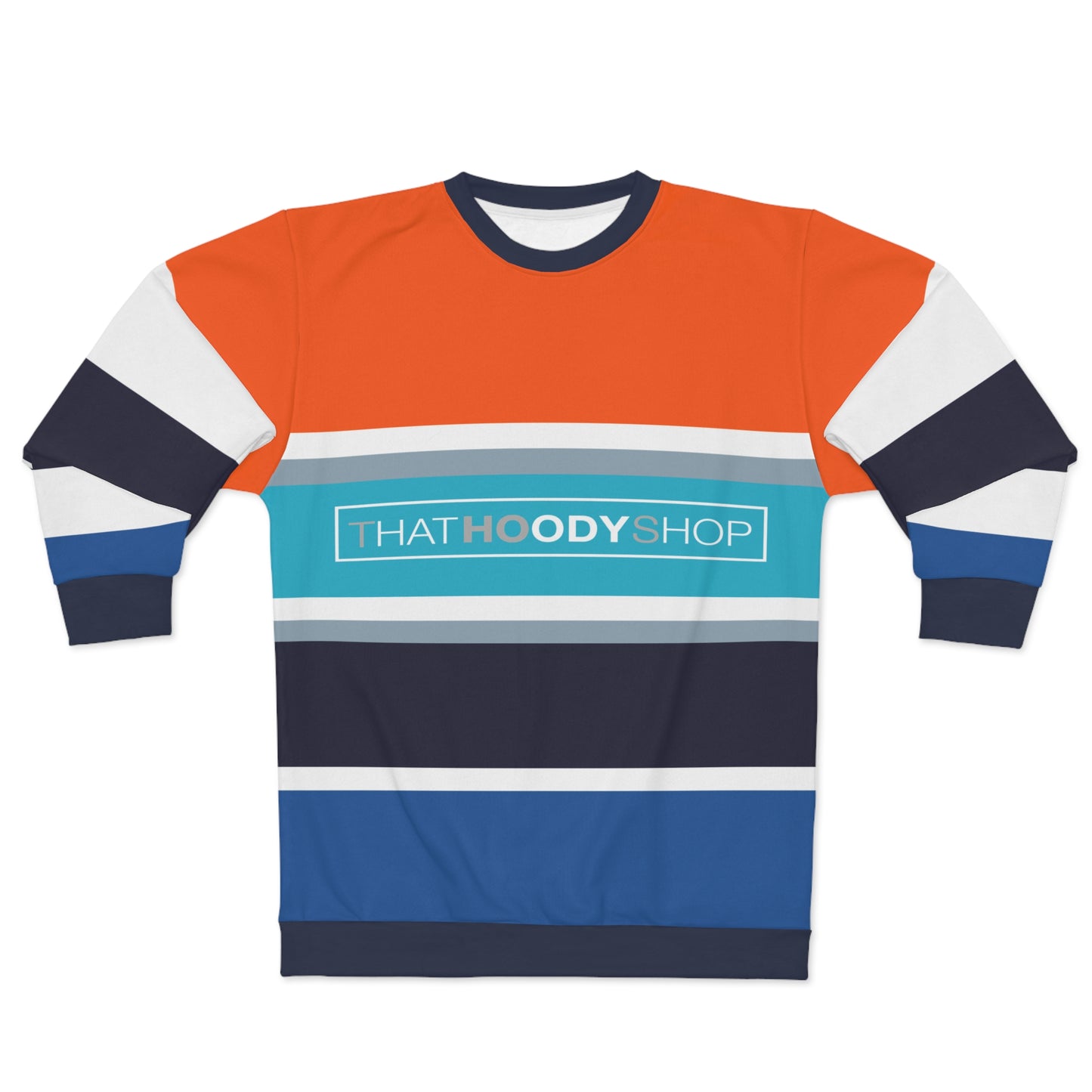 Orange Bethesda Rugby Stripe Unisex Sweatshirt