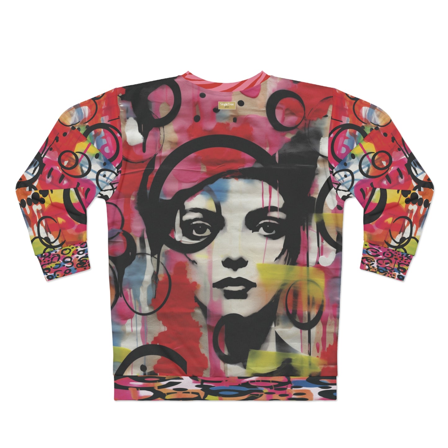 Space Girl in Pink Abstract Geometric Unisex Sweatshirt