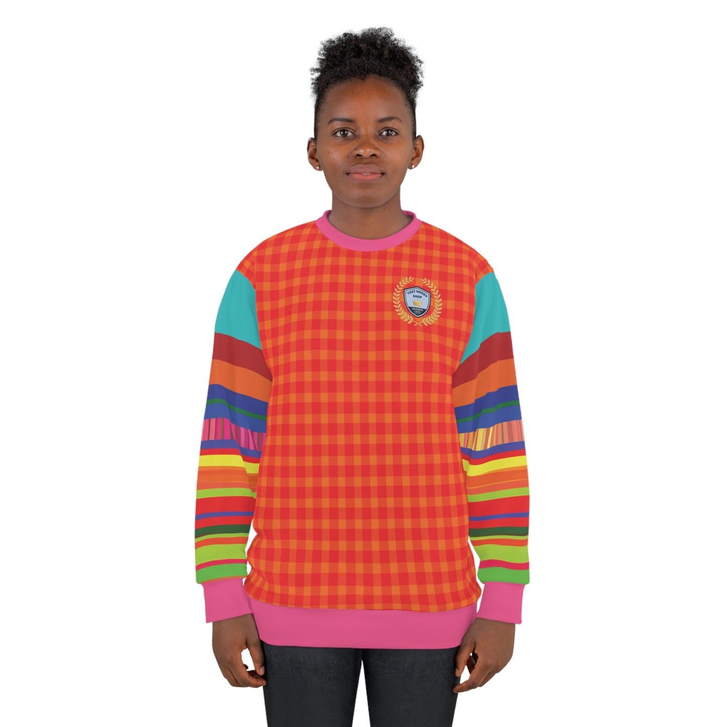 Give Me Orange Bright Gingham Plaid Unisex Sweatshirt