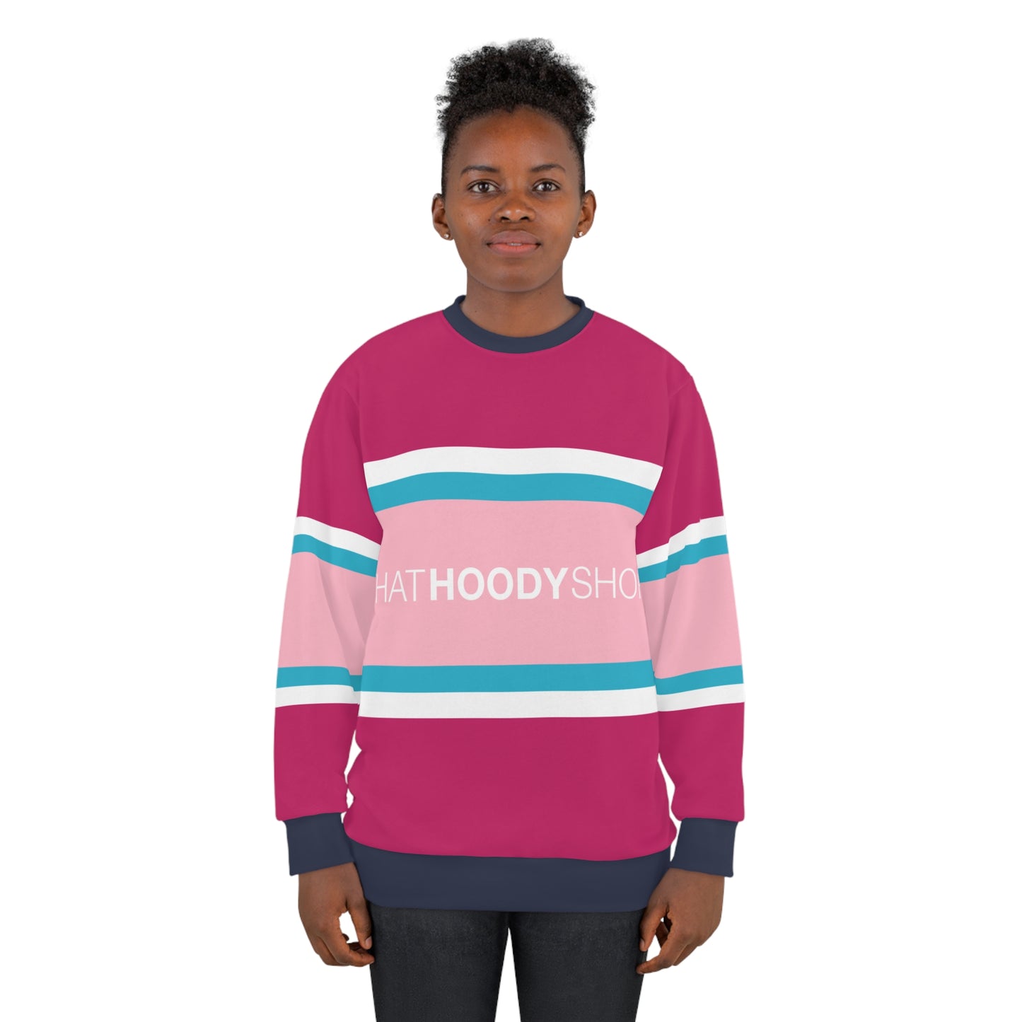 Sweet Raspberry Barbarian Rugby Stripe Unisex Sweatshirt