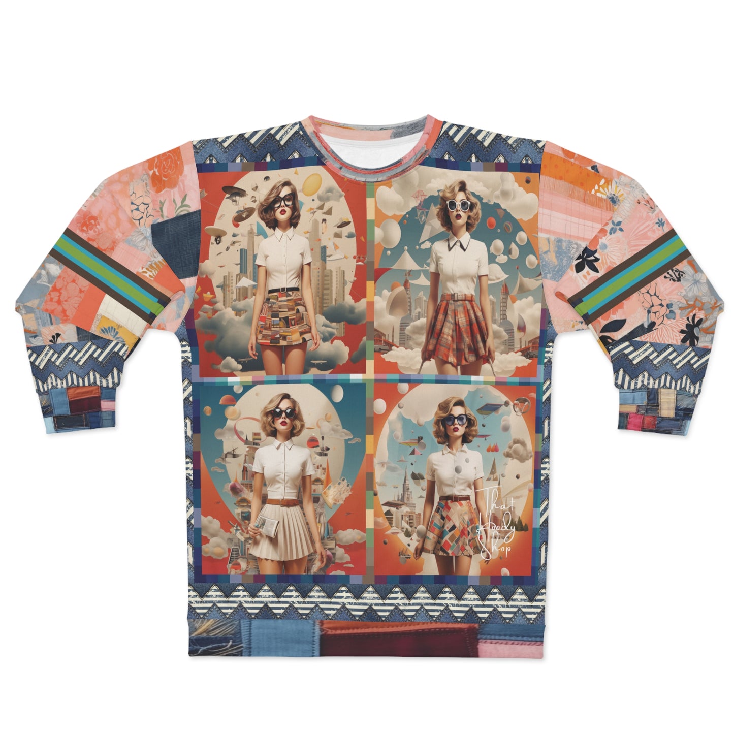 The Sultry Coed Quadriptych Four-Panel Print Unisex Sweatshirt