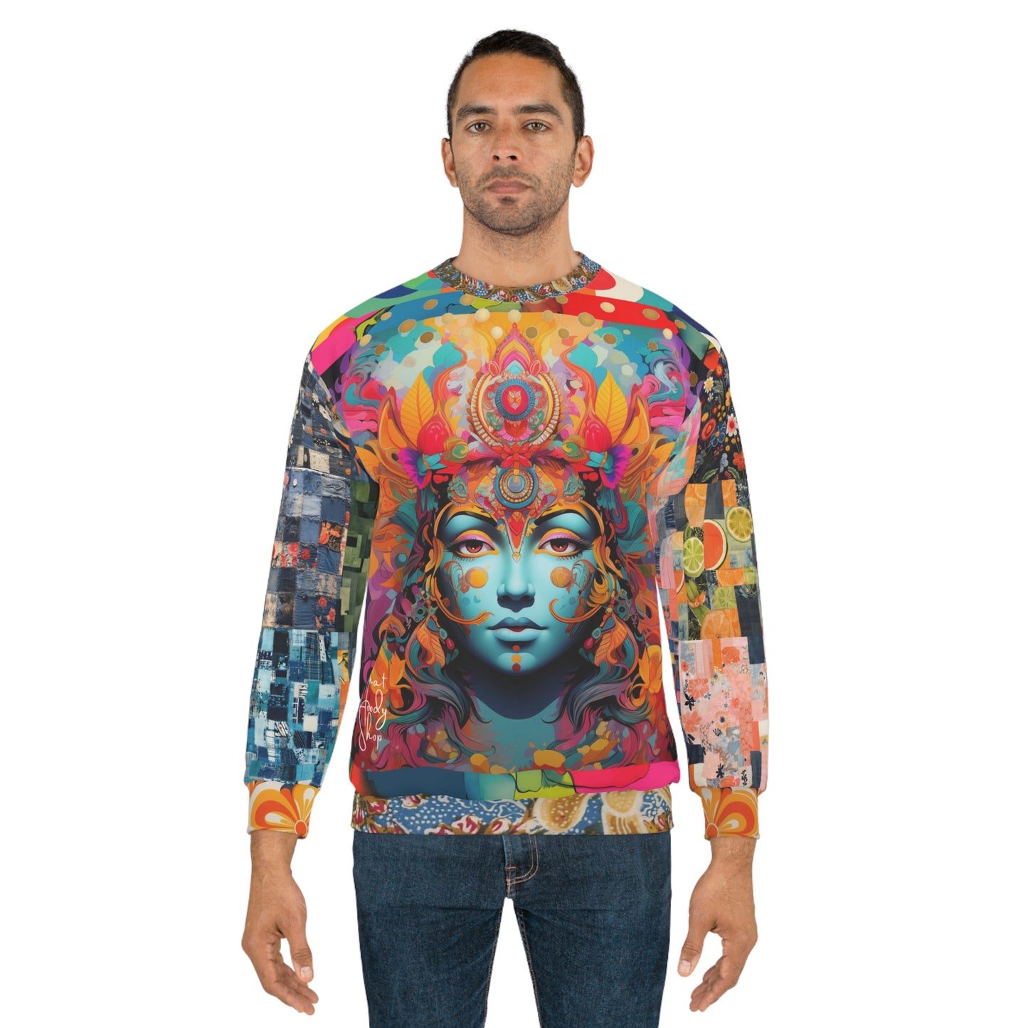 Divine Feminine Hindu Deity Patchwork Print Unisex Sweatshirt