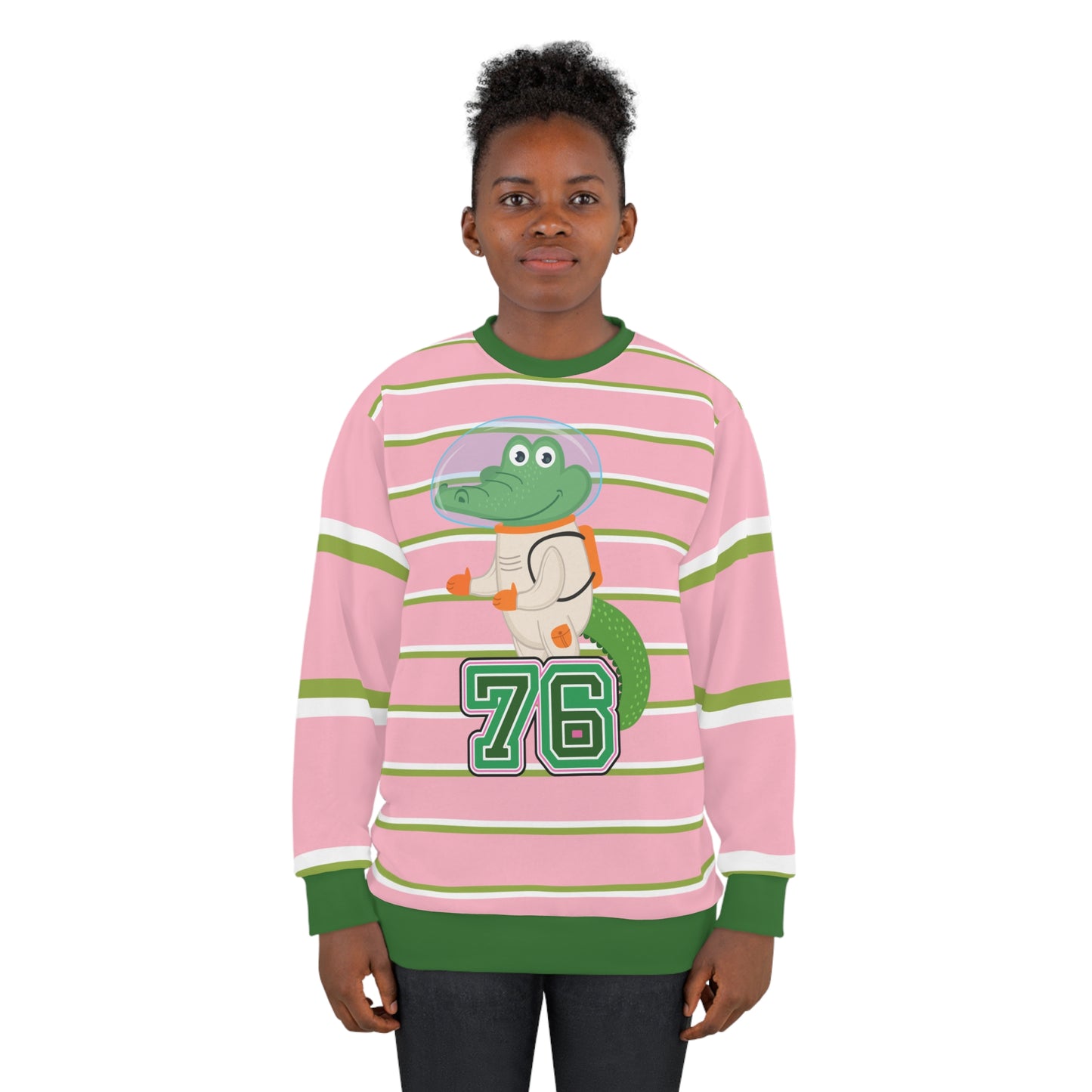 76 Gator Pink Rugby Stripe Unisex Sweatshirt