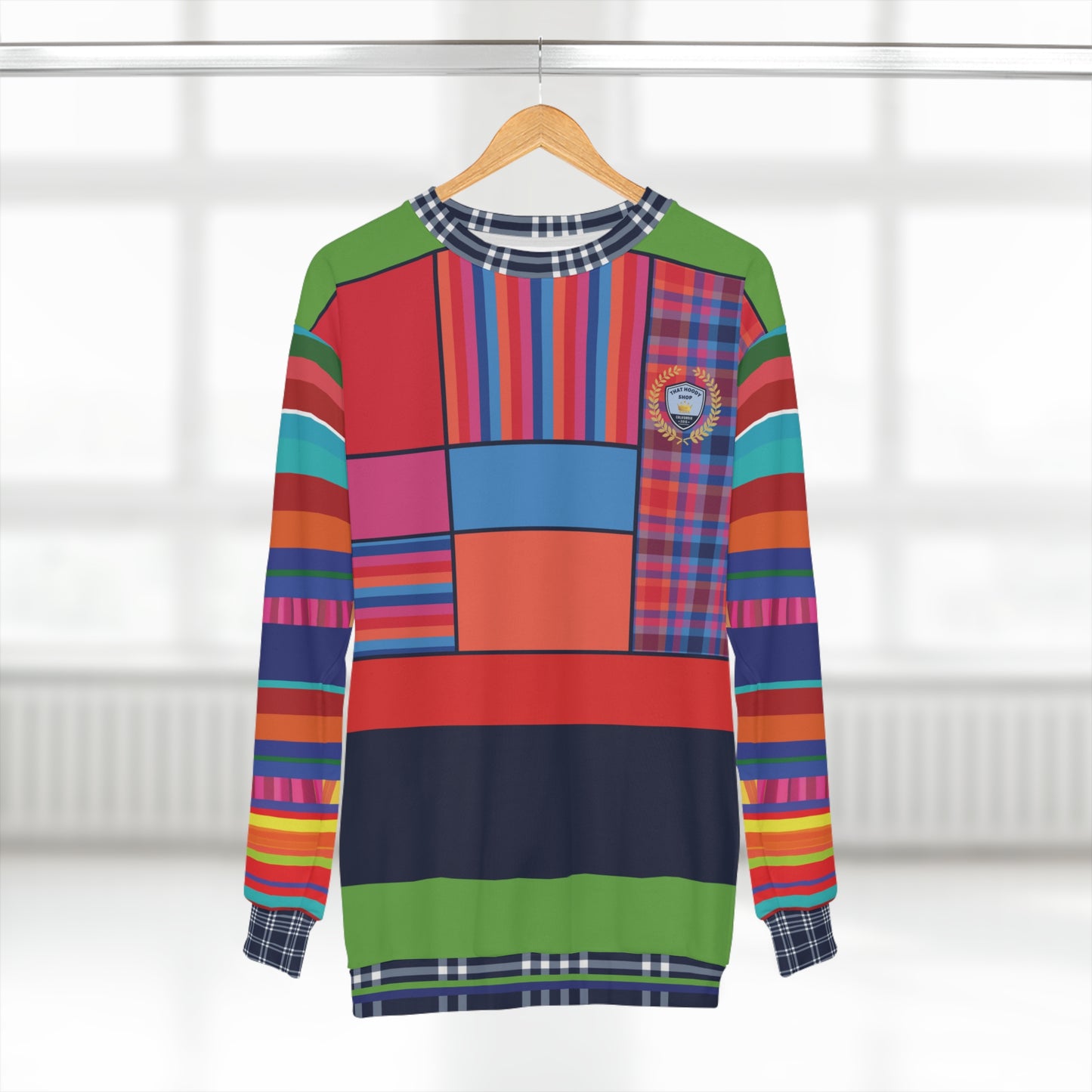 Red Dawn Plaid Rugby Stripe Unisex Sweatshirt