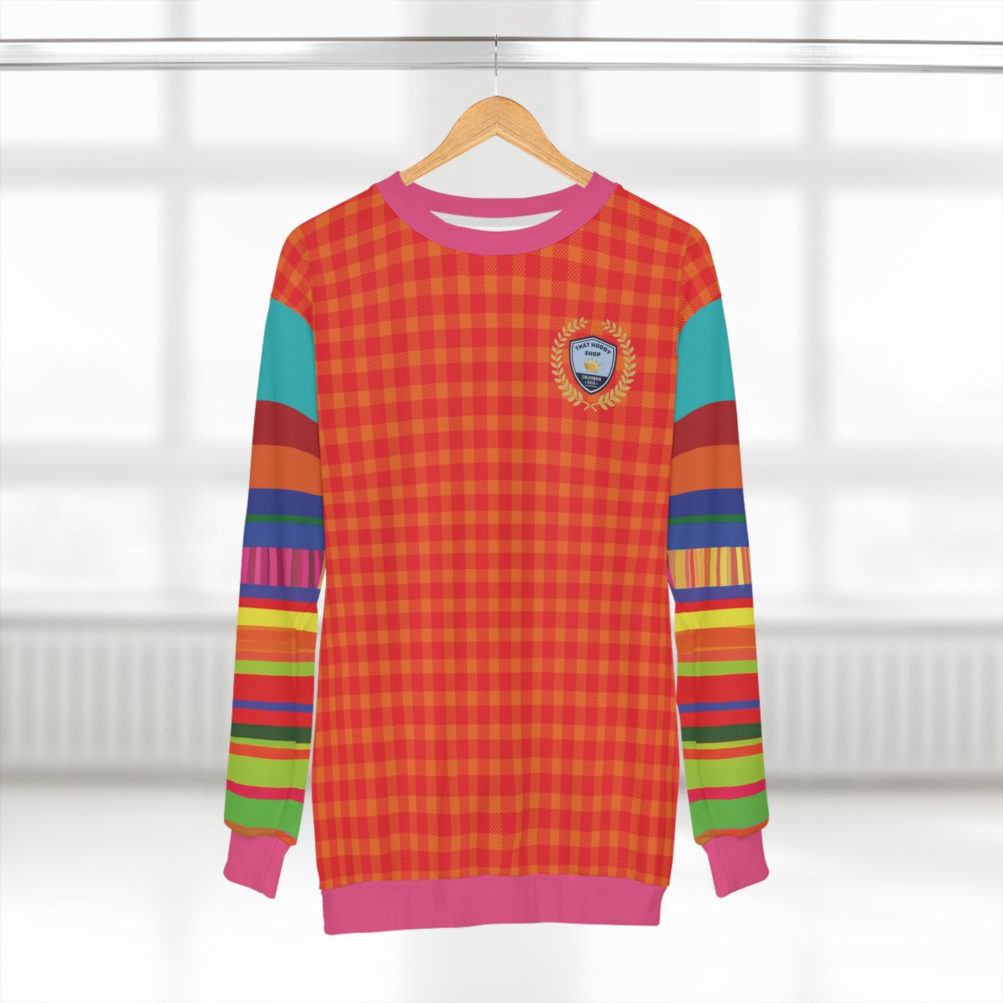 Give Me Orange Bright Gingham Plaid Unisex Sweatshirt