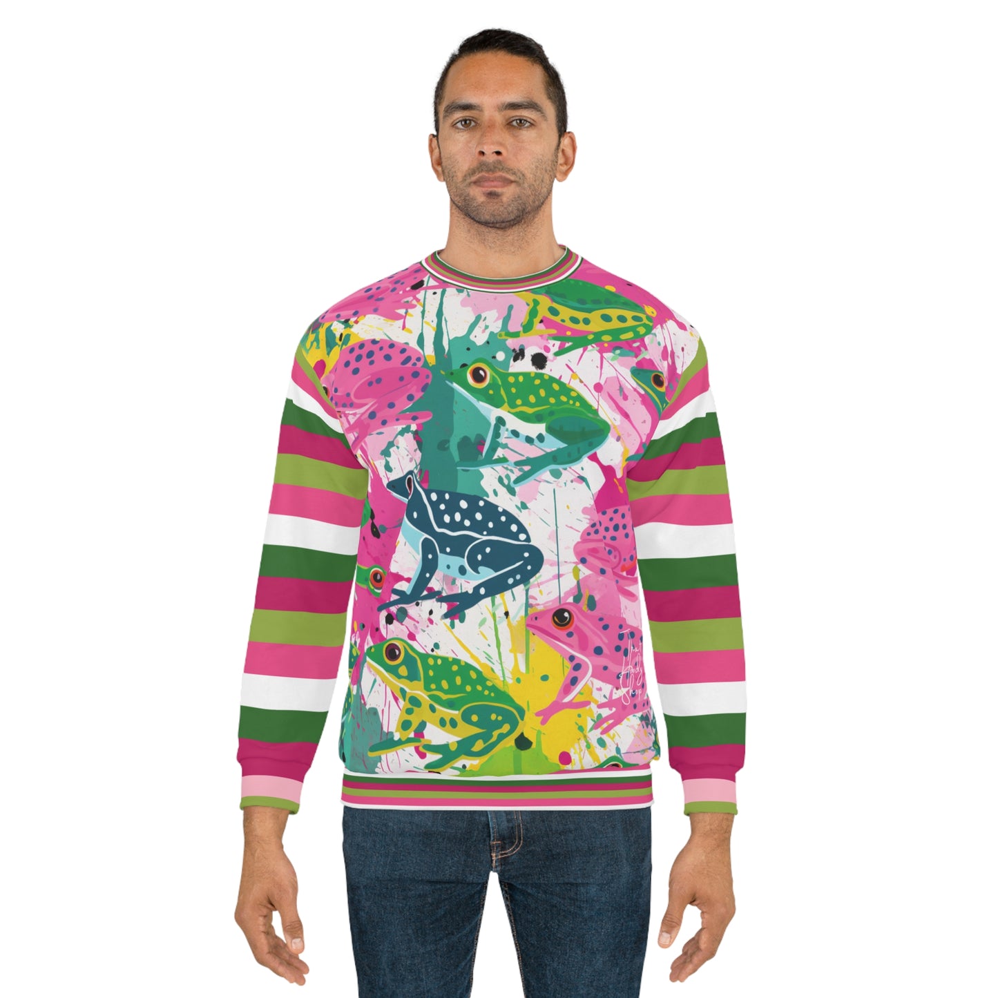 Frog Parade Rugby Stripe Unisex Sweatshirt