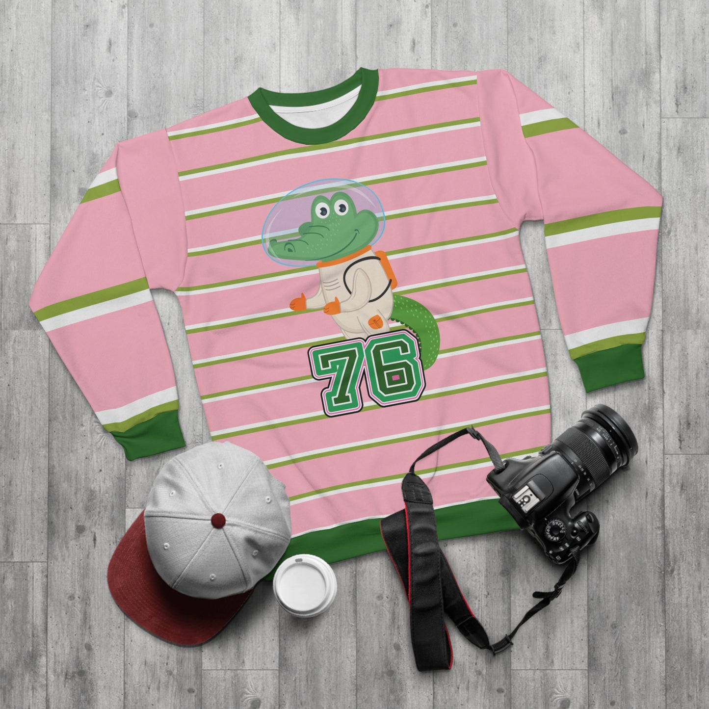 76 Gator Pink Rugby Stripe Unisex Sweatshirt
