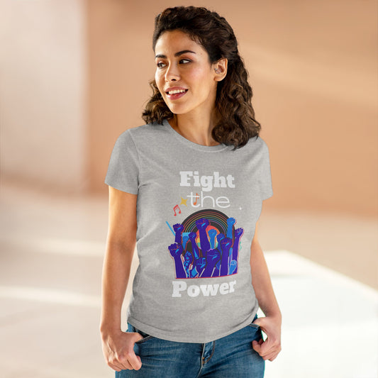 T-Shirt - Fight the Power Hands Raised High Graphic Women's Cotton Tee