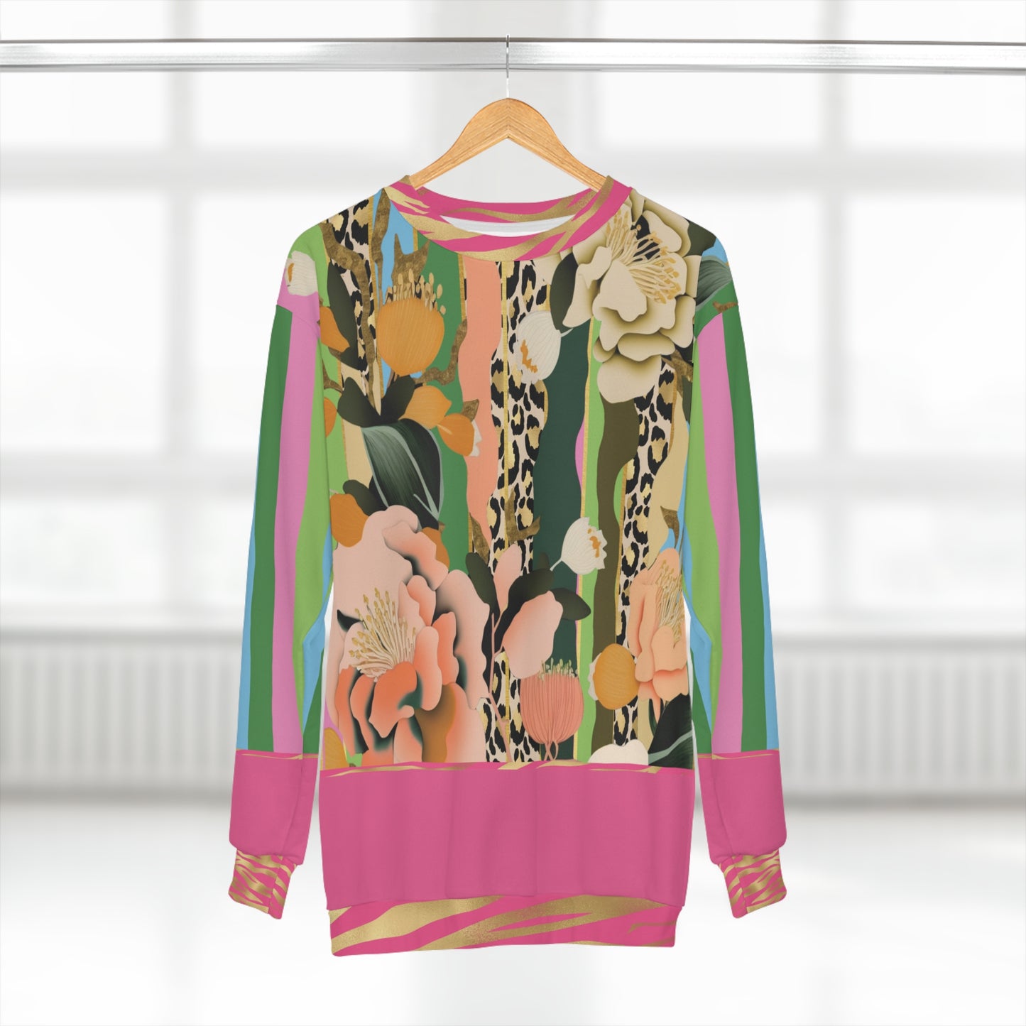 Pink Pouffe Stripe Cheetah Floral Unisex Sweatshirt