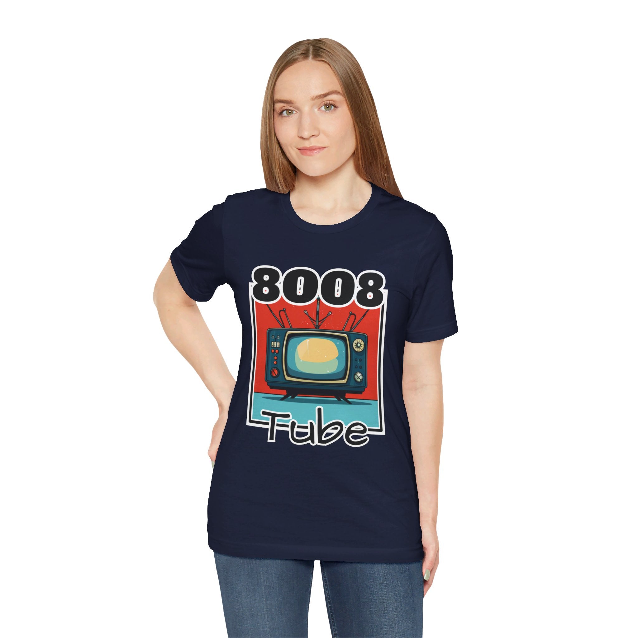 8008 Tube Vintage TV Print Unisex Short Sleeve Tee