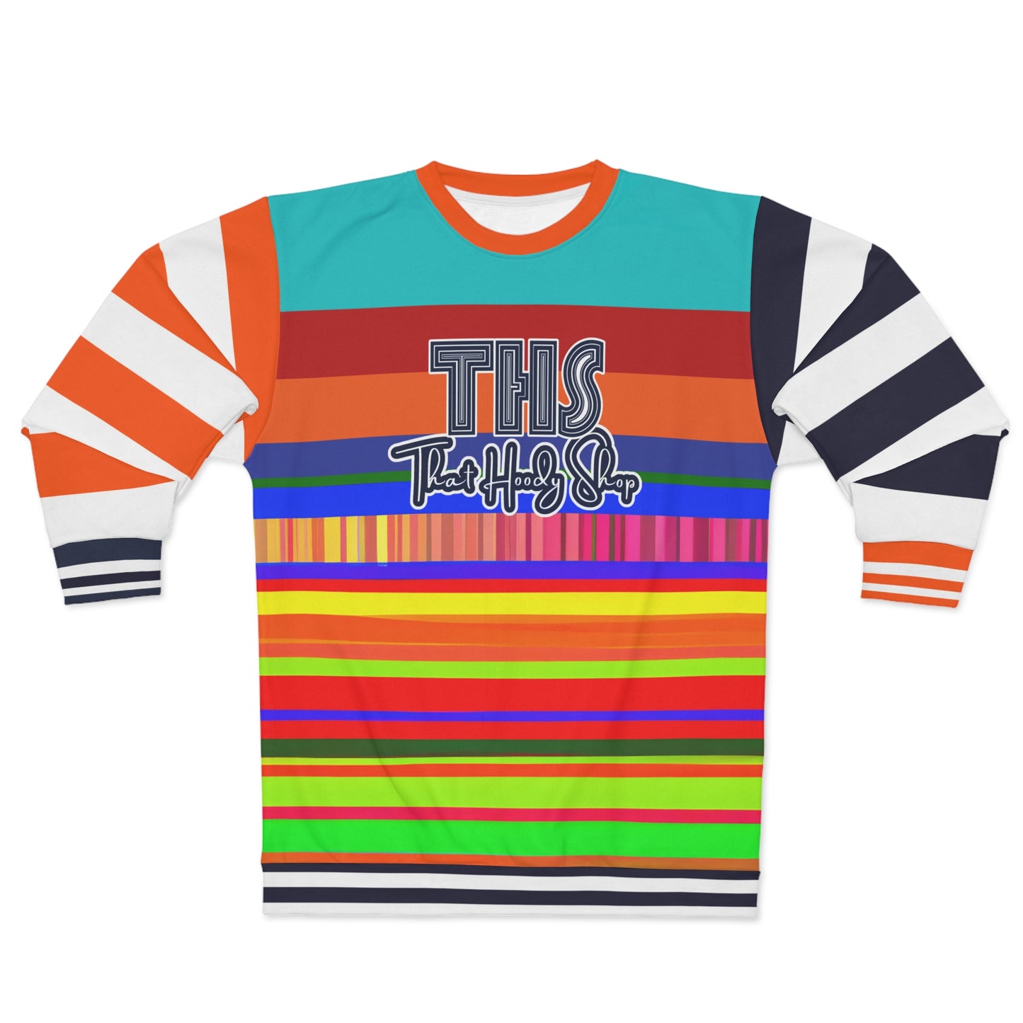 Crazy Dayglo Static Rugby Stripe THS Logo Unisex Sweatshirt