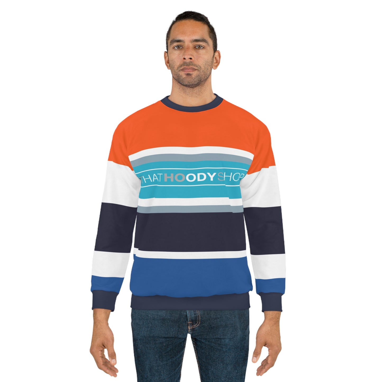 Orange Bethesda Rugby Stripe Unisex Sweatshirt
