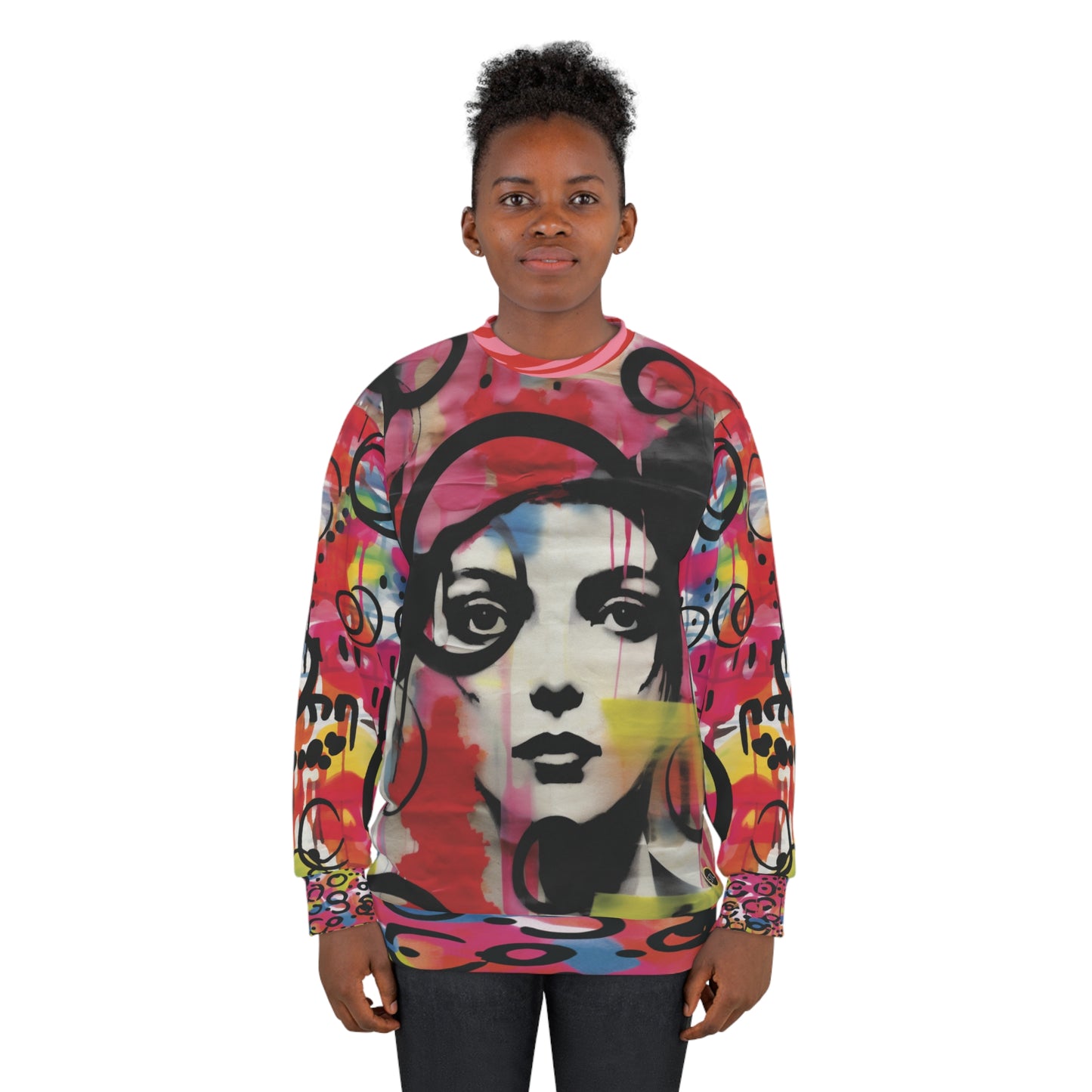 Space Girl in Pink Abstract Geometric Unisex Sweatshirt
