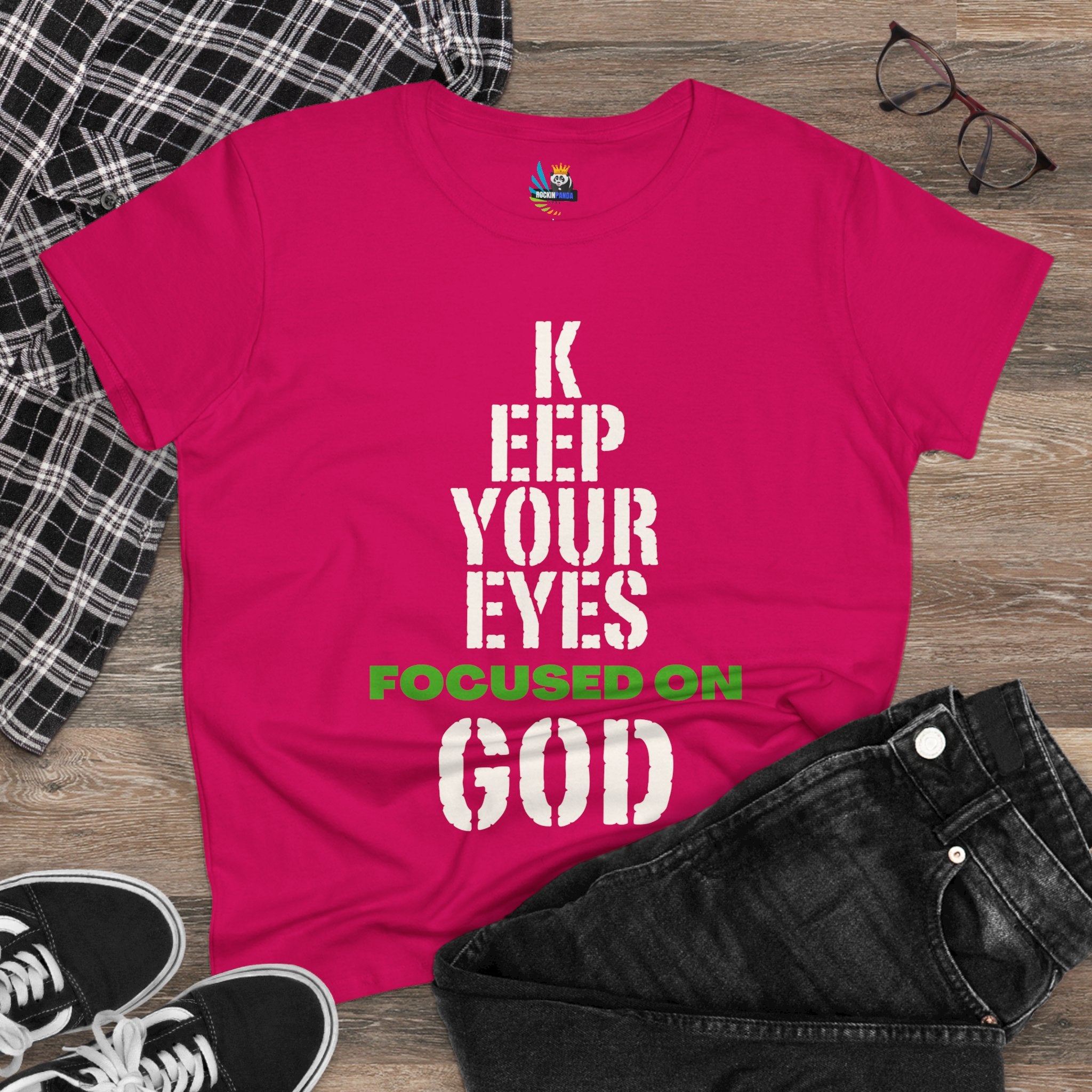 Keep Your Eyes Focused on God Midweight Cotton Tee - Faith Based Tee