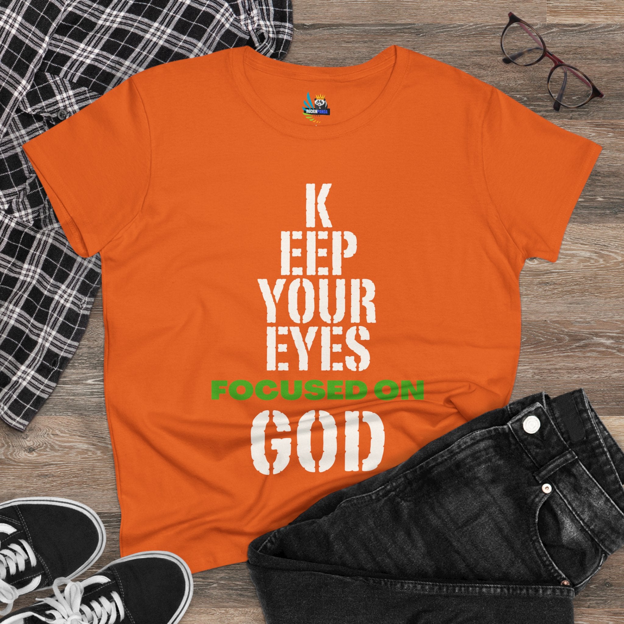 Keep Your Eyes Focused on God Midweight Cotton Tee - Faith Based Tee