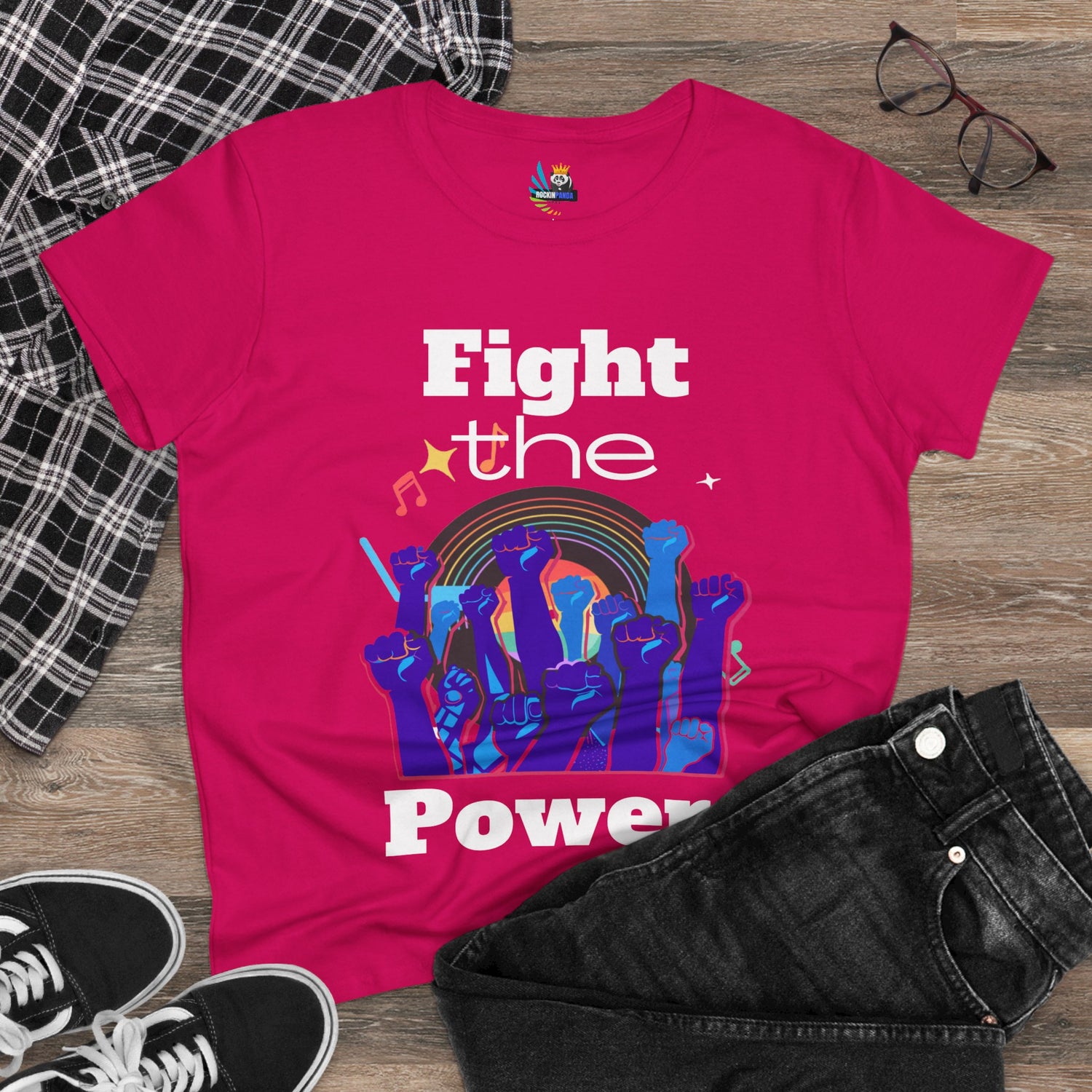 T-Shirt - Fight the Power Hands Raised High Graphic Women&