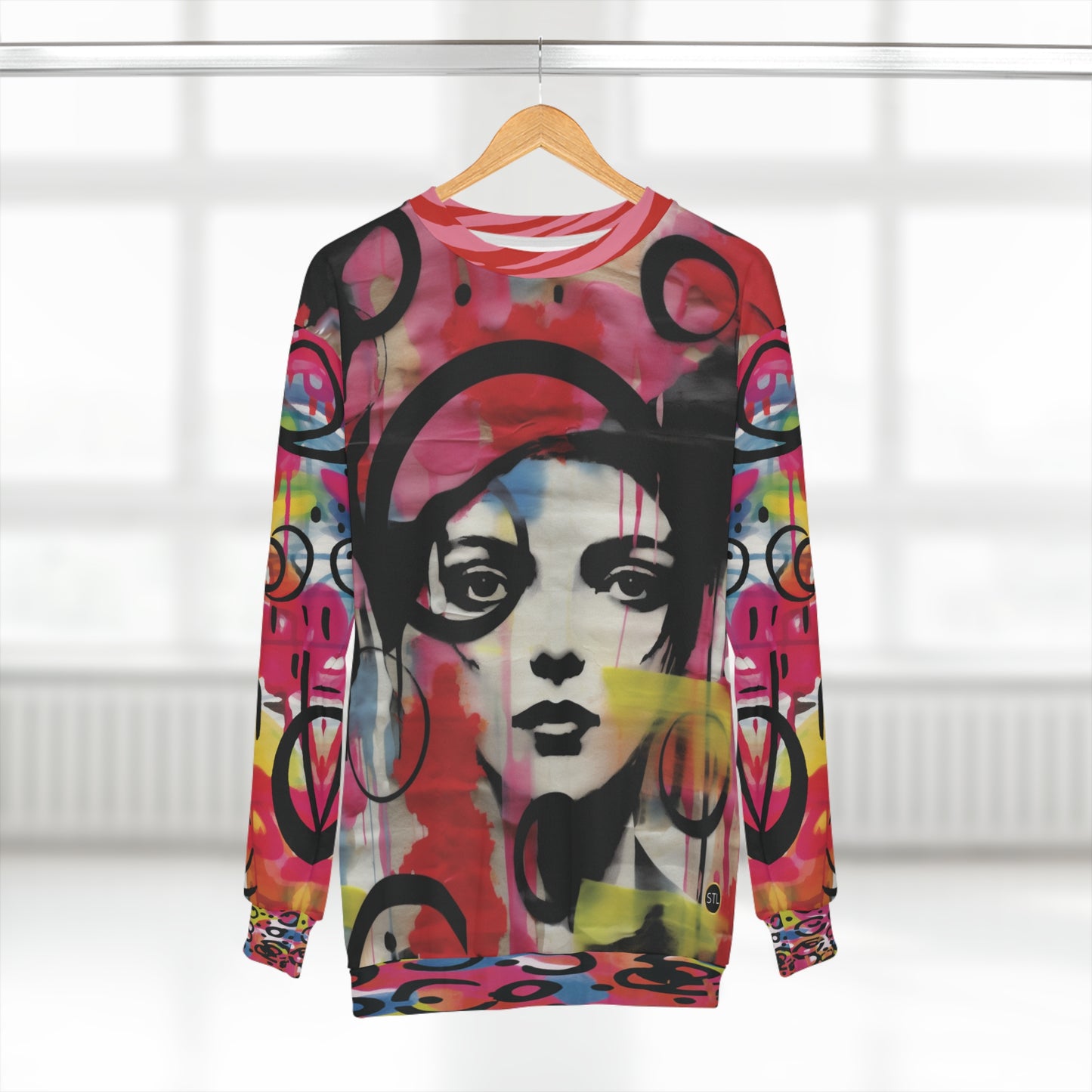 Space Girl in Pink Abstract Geometric Unisex Sweatshirt