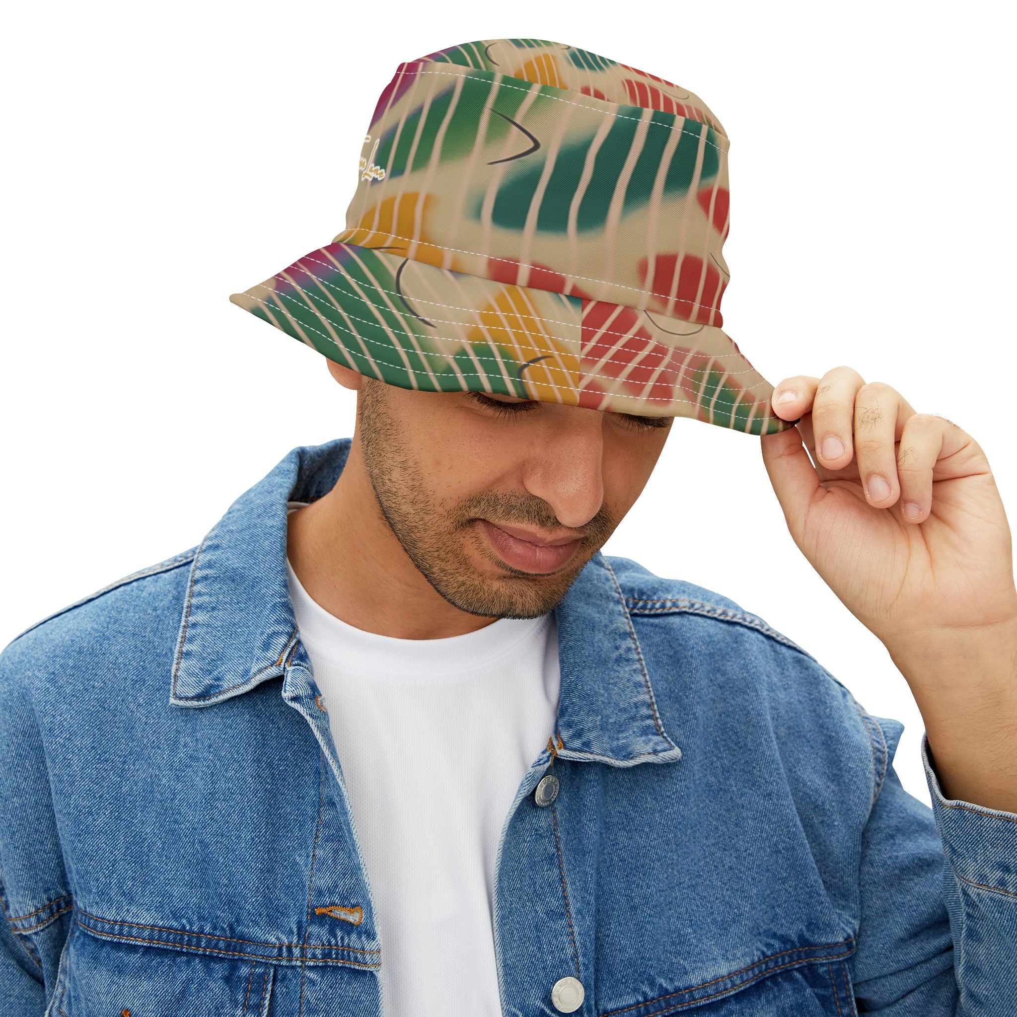Hippie Groove Abstract Camo Stripe Tie-Dye Vibrant Bucket Hat