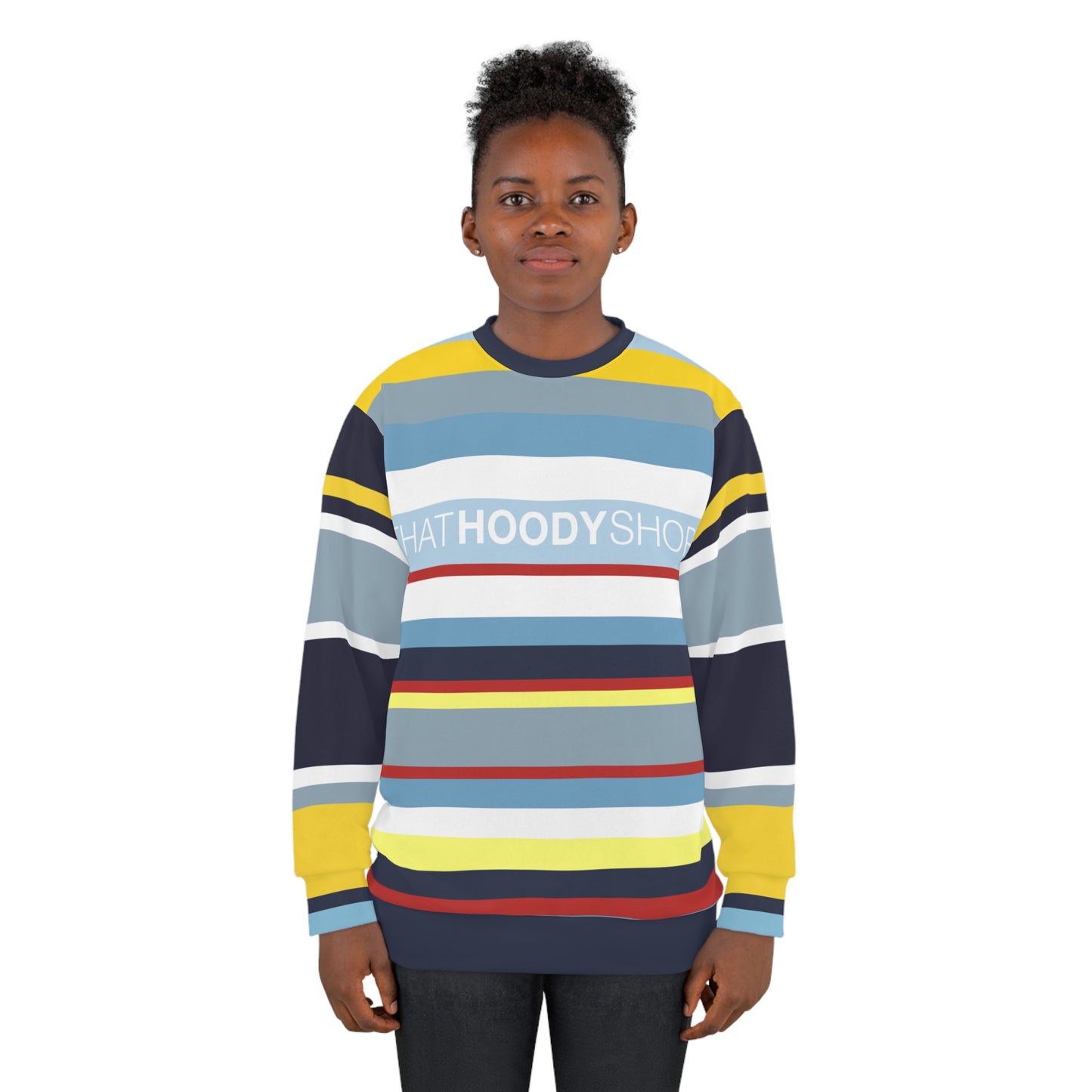 Marine Layer Blue Rugby Stripe Unisex Sweatshirt