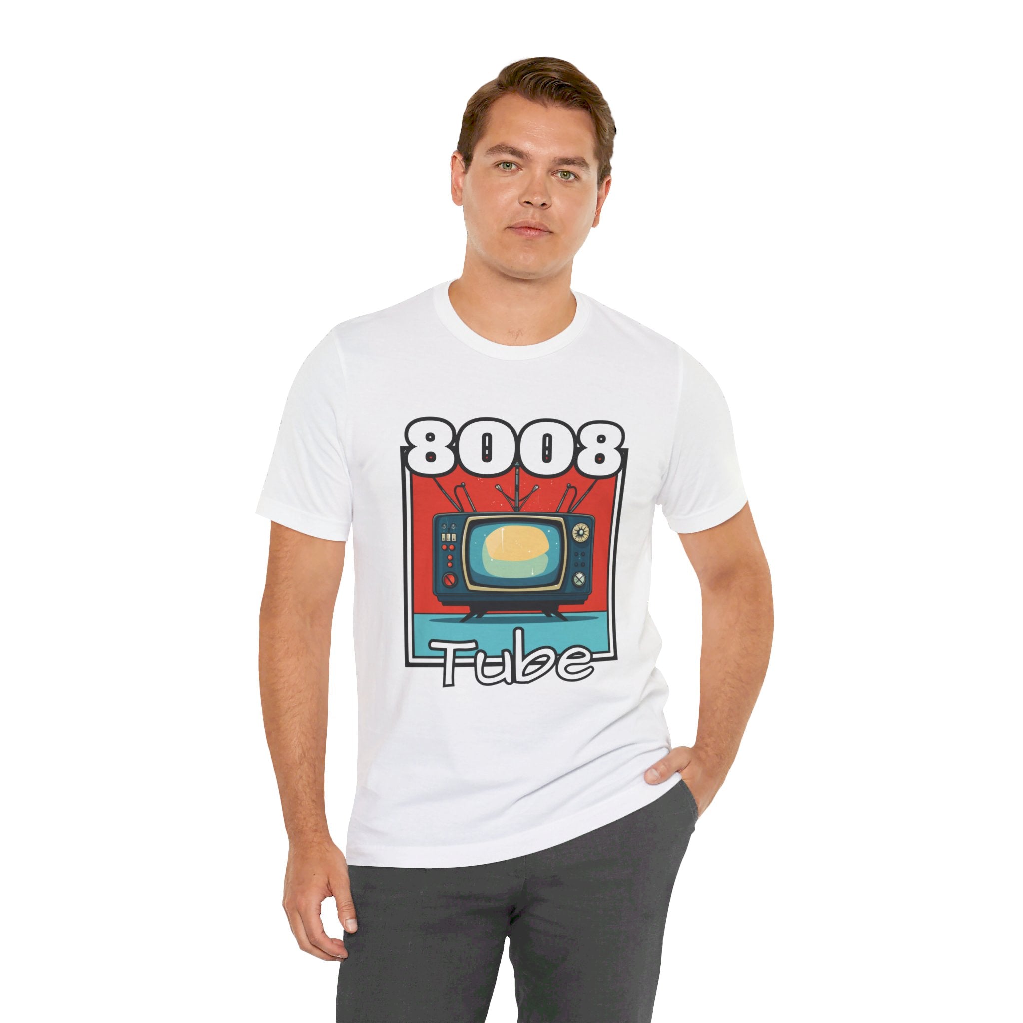 8008 Tube Vintage TV Print Unisex Short Sleeve Tee