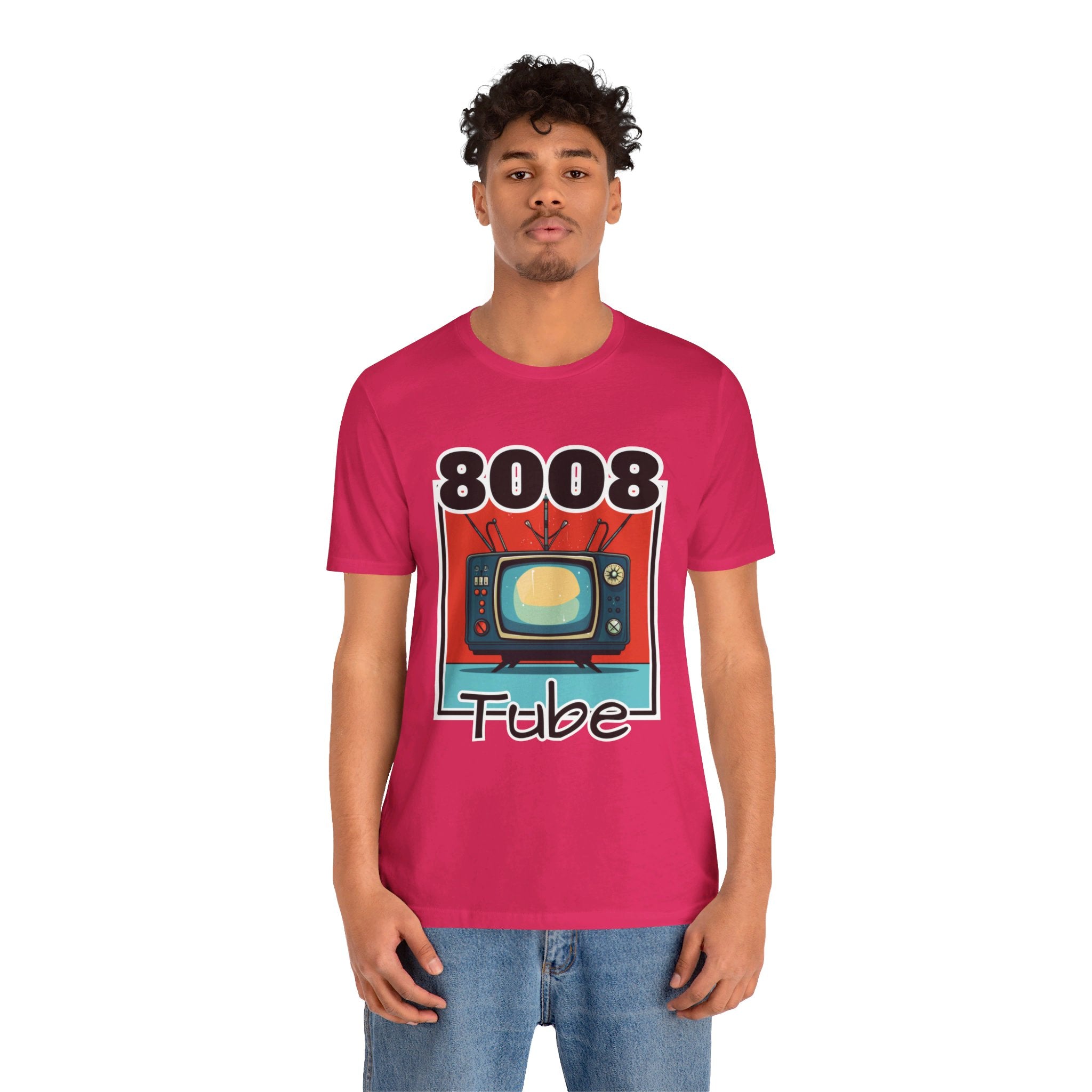 8008 Tube Vintage TV Print Unisex Short Sleeve Tee