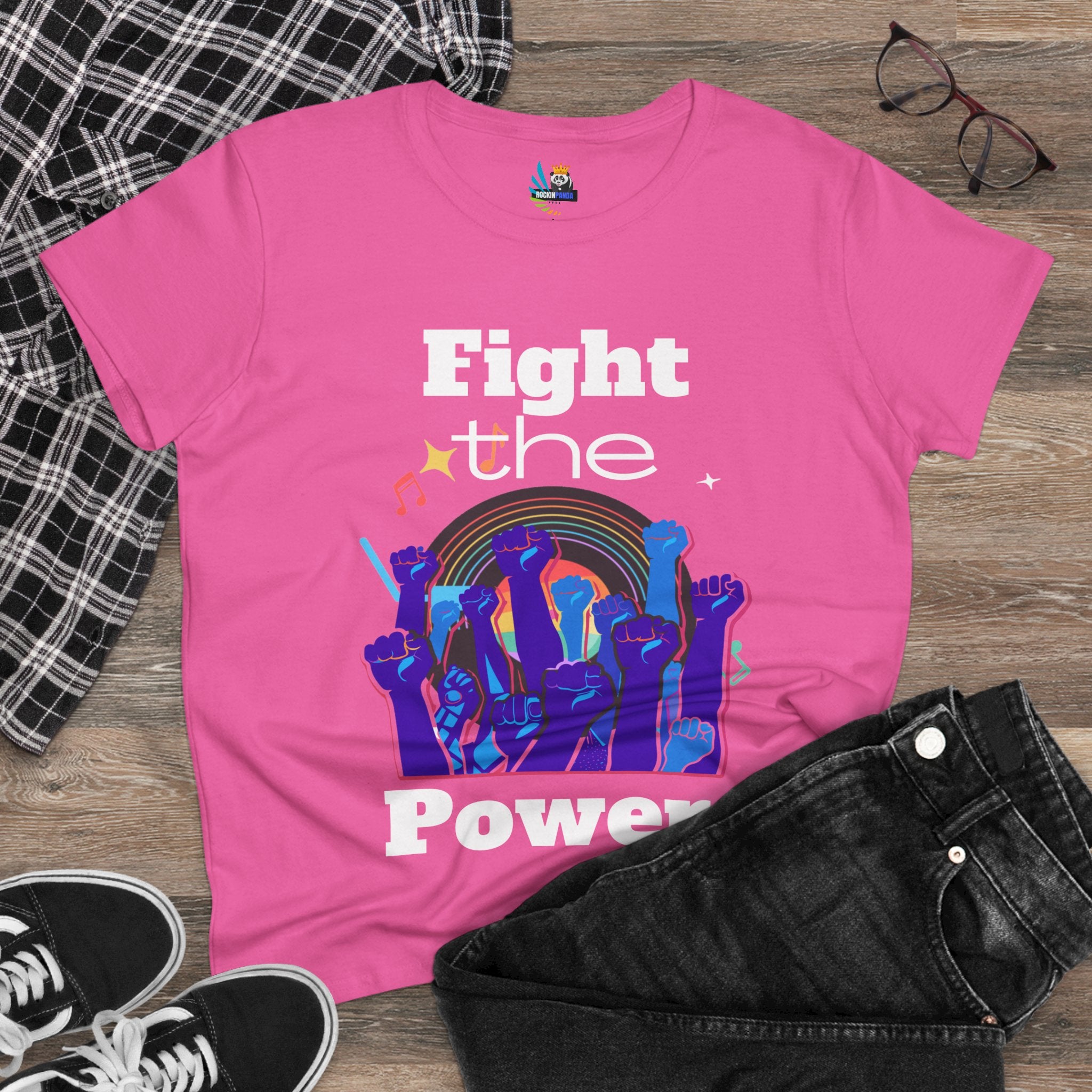 T-Shirt - Fight the Power Hands Raised High Graphic Women&